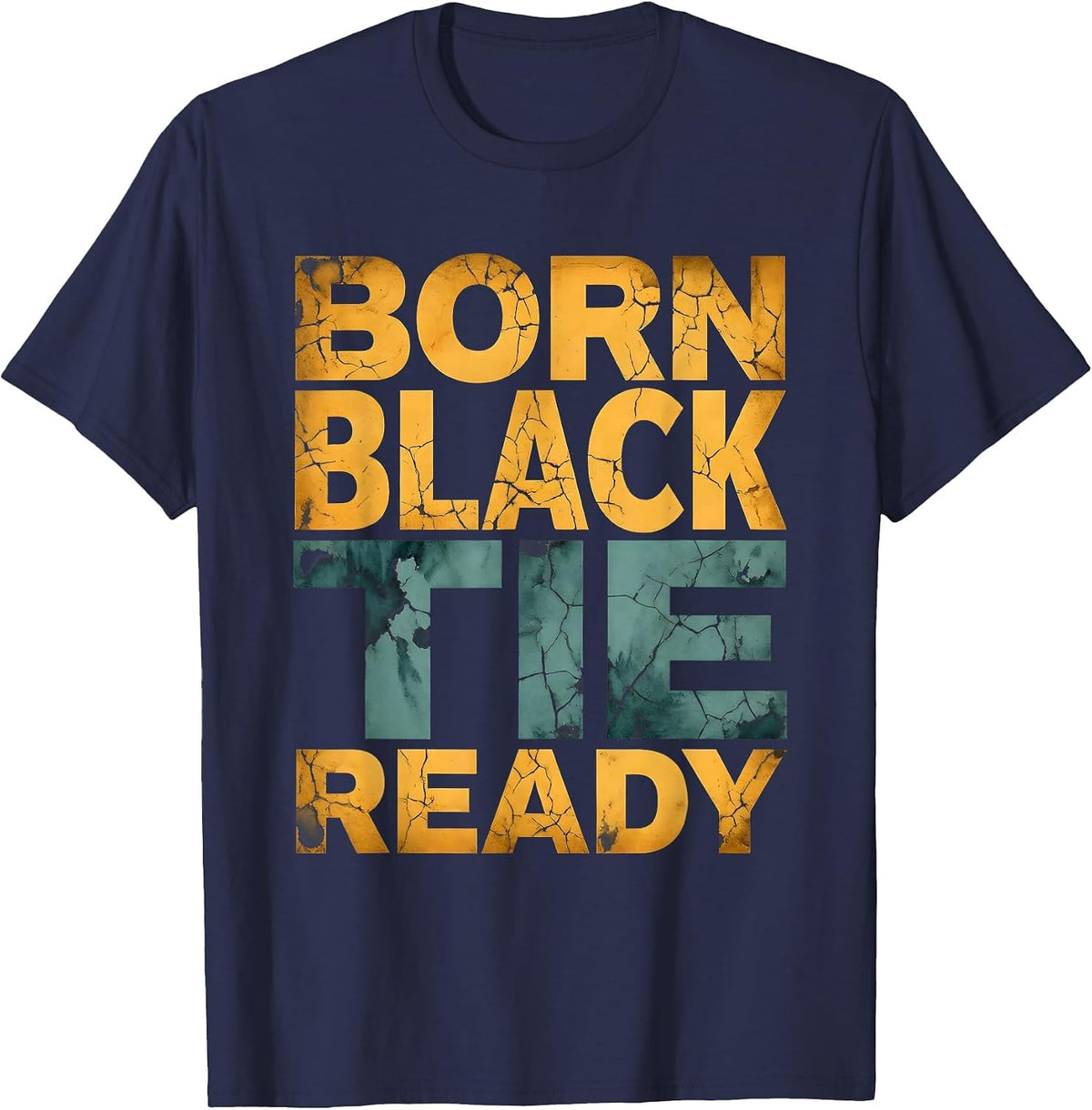 Born Black Tie Ready Tuxedo Graphic Design T-Shirt - Navy Blue