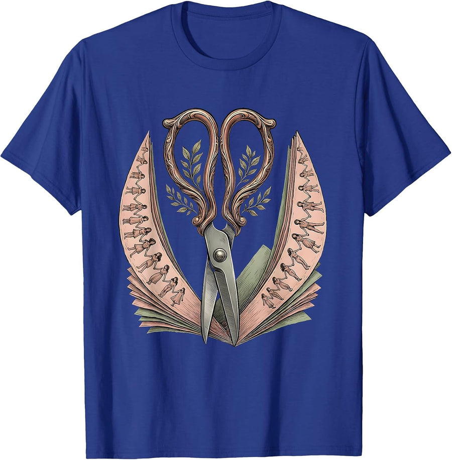 Kindergarten Teacher Scissors Paper Chain Graphic T-Shirt - Royal Blue