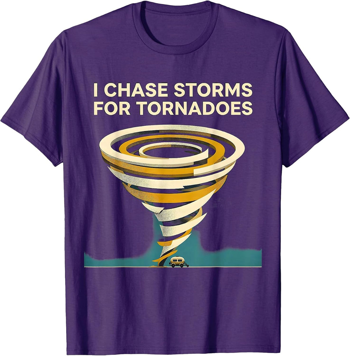 Men's I Chase Storms For Tornadoes Midcentury Modern Storm Chaser T-Shirt - Purple
