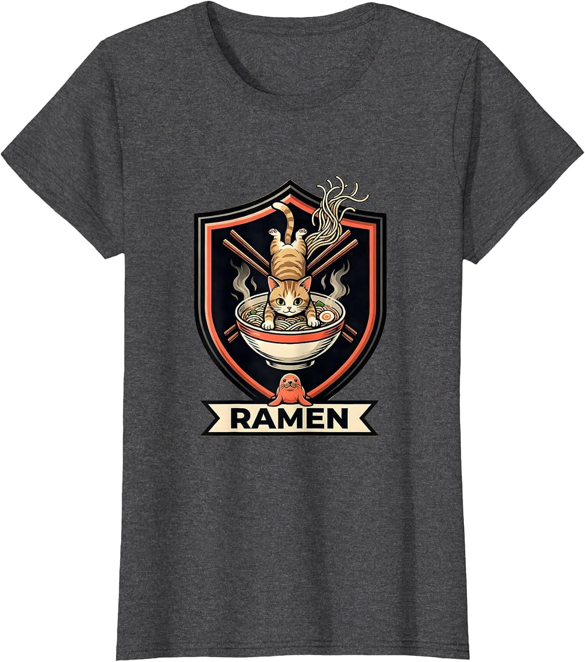 Women's RAMEN Kawaii Cat Anime Funny Japanese Ramen Lover Gift T-Shirt - Dark Heather Grey