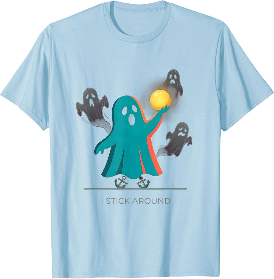 Men's I Stick Around Ghost Mental Health Awareness Halloween T-Shirt - Baby Blue