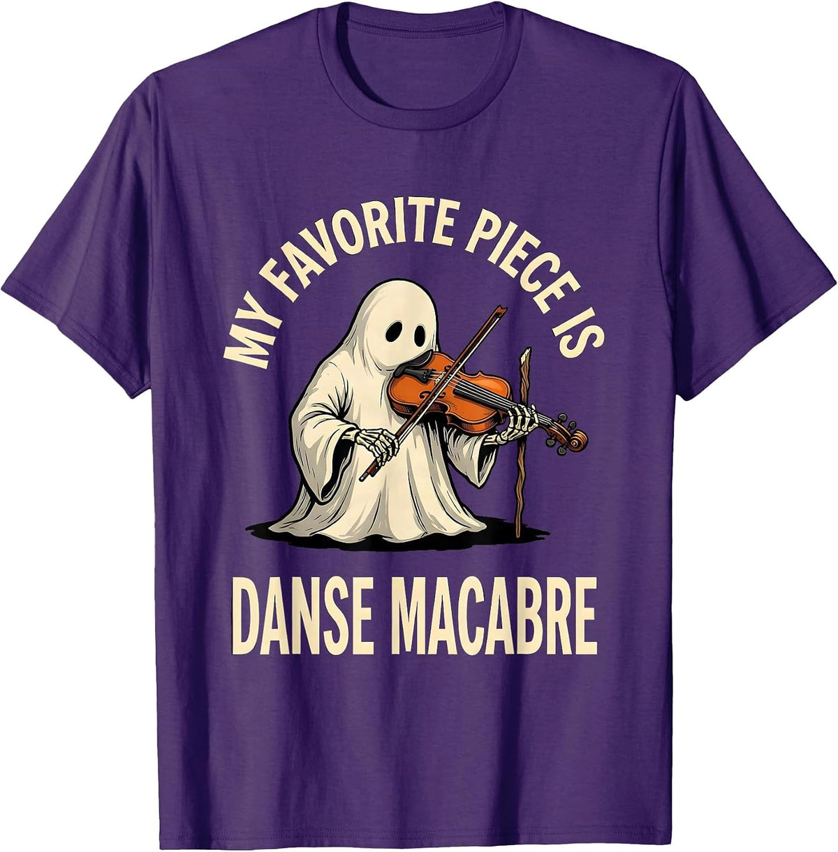 My Favorite Piece Is Danse Macabre Whimsical Halloween Ghost T-Shirt - Purple