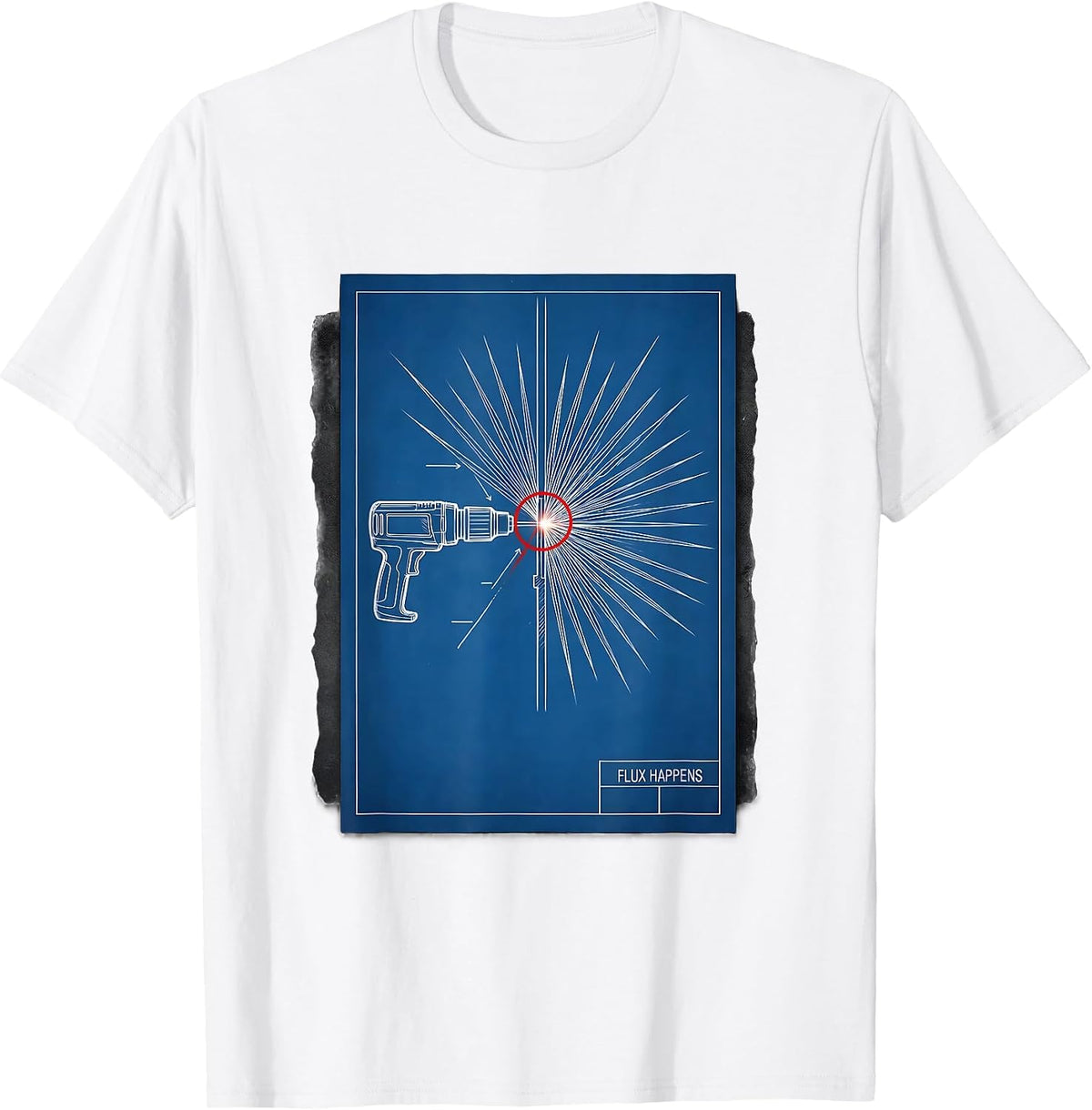 Men's Flux Happens Technical Blueprint Welder Metal Fabricator T-Shirt - White