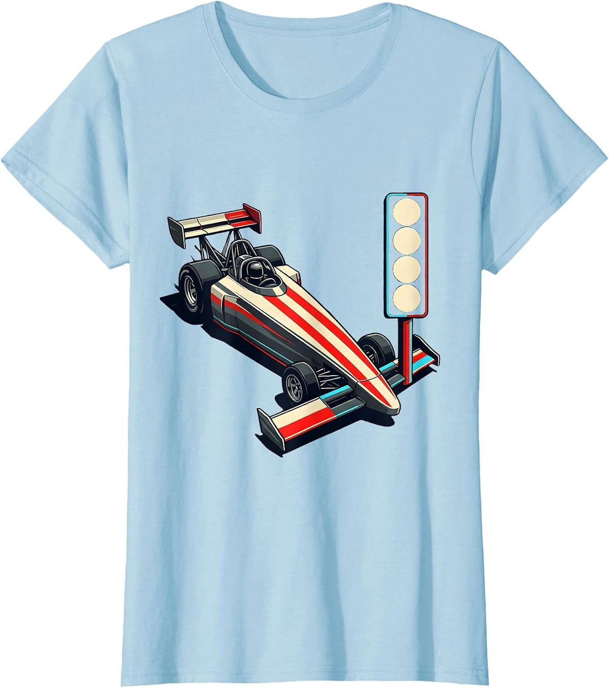 Dragster Split Disrupted Stripe RC Car Racing Humor T-Shirt - Baby Blue