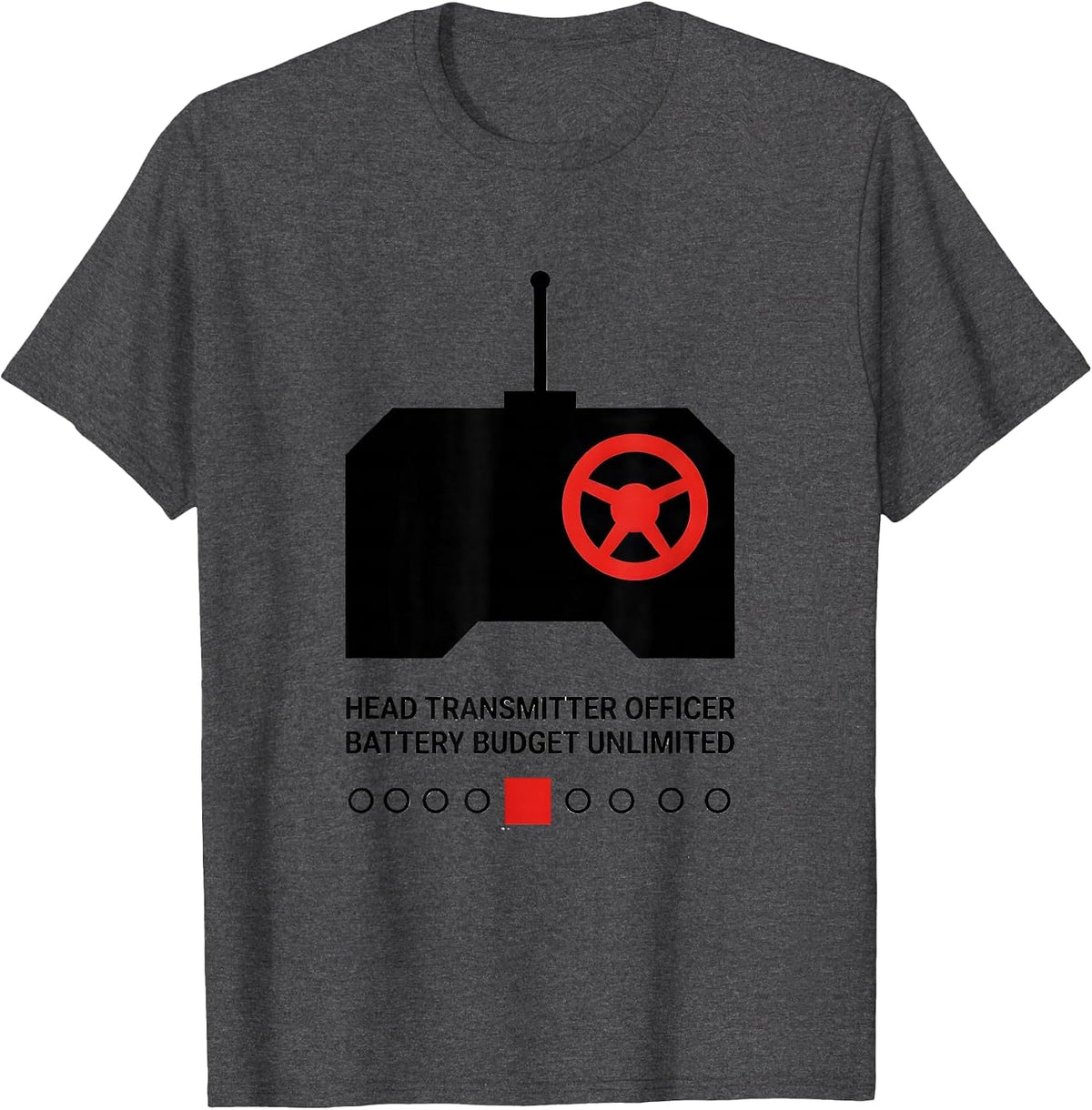 Head Transmitter Officer Battery Budget Unlimited RC Racer T-Shirt - Dark Heather Grey