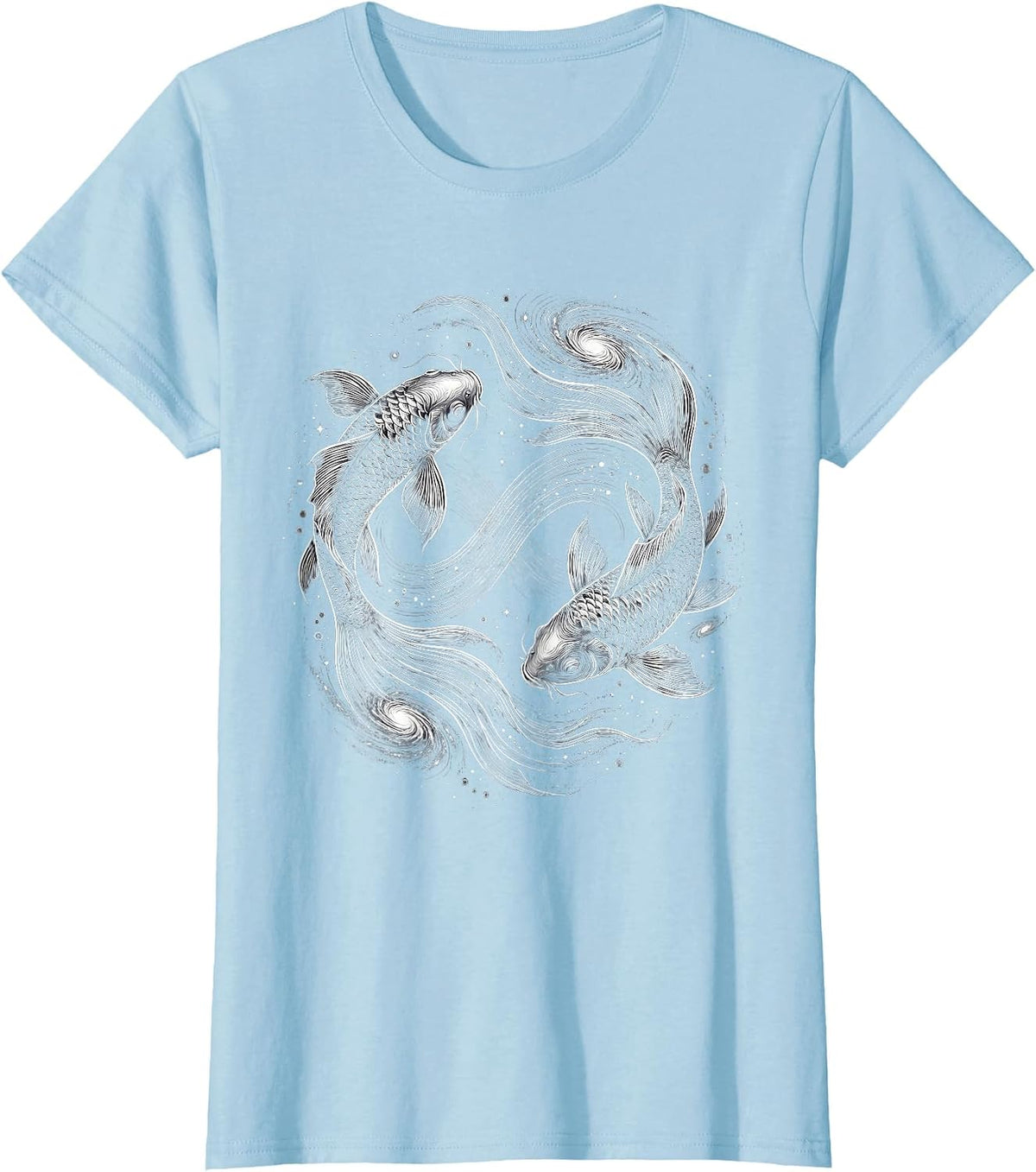 Autism Awareness Koi Fish Galaxy Swirl Design T-Shirt - Baby Blue