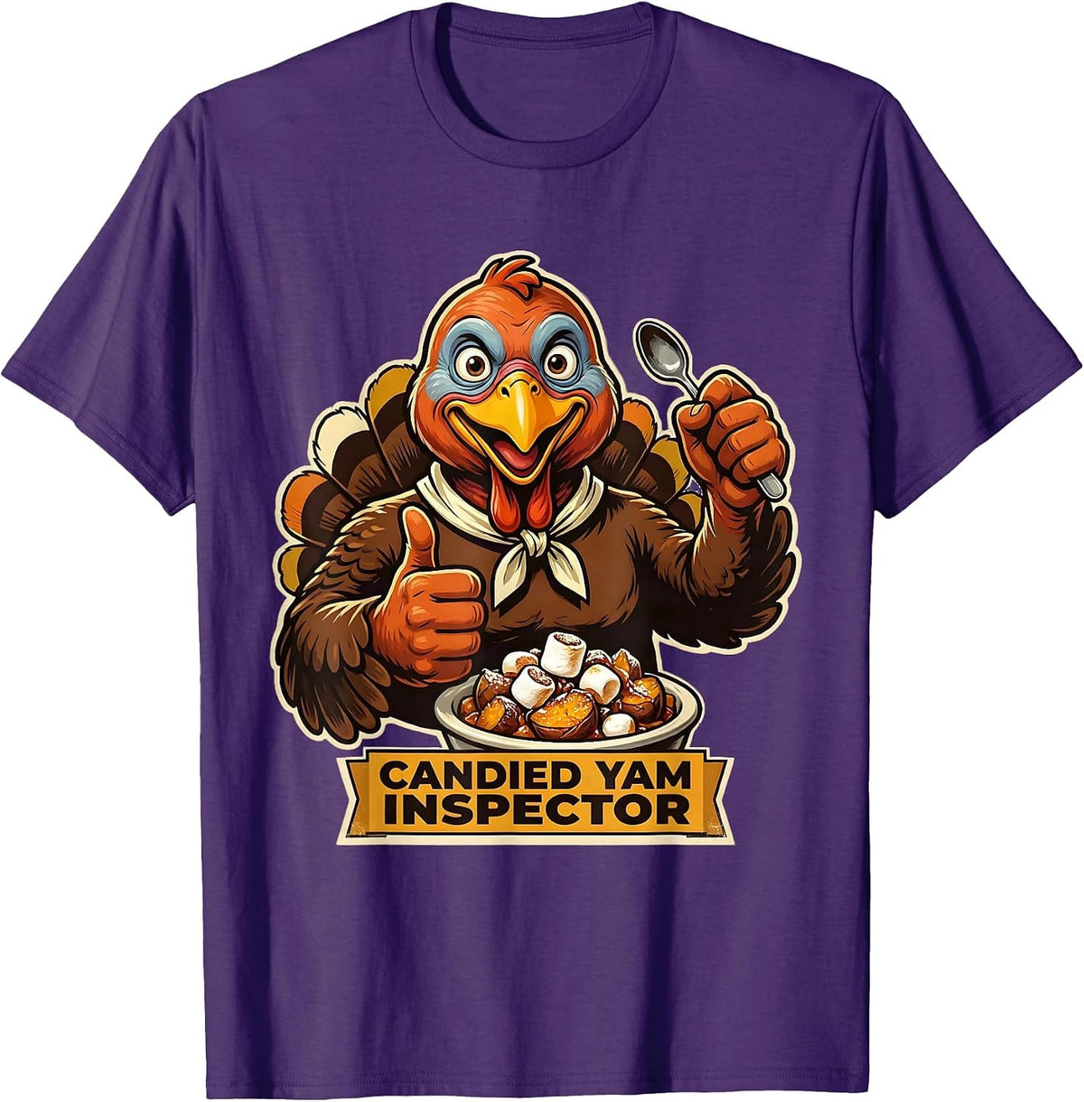 Candied Yam Inspector Retro Thanksgiving Turkey Humor Family T-Shirt - Purple