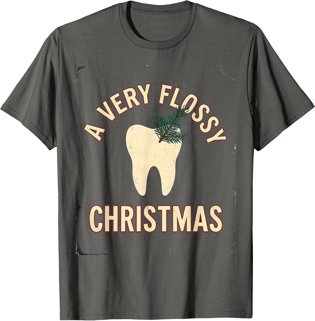 Men's A Very Flossy Christmas Vintage Dental Holiday Humor Dentist T-Shirt - Asphalt Grey