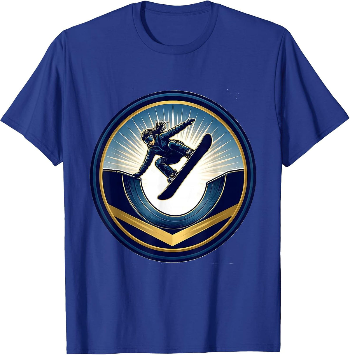 Men's Snowboarder Halfpipe Launch Graphic Design T-Shirt - Royal Blue