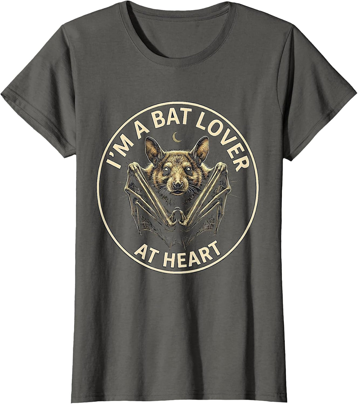 Women's I'm A Bat Lover At Heart Vintage Bat Lover Halloween Nature T-Shirt - Asphalt Grey