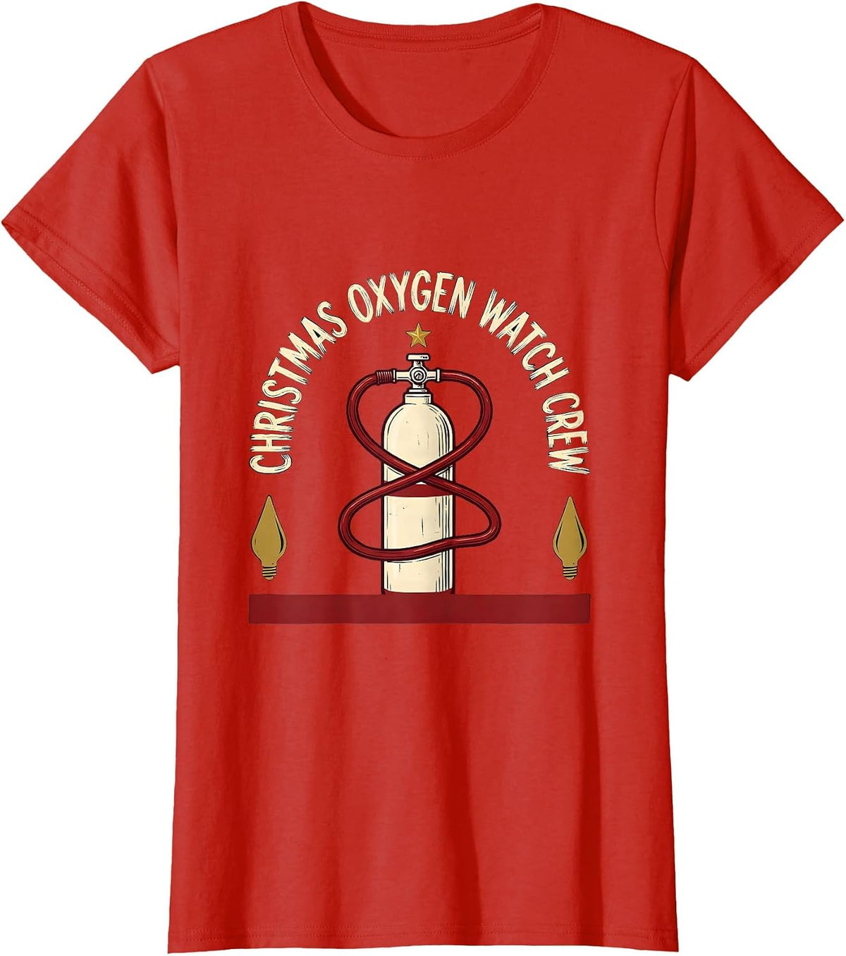 Christmas Oxygen Watch Crew Funny Respiratory Therapist RT T-Shirt - Red