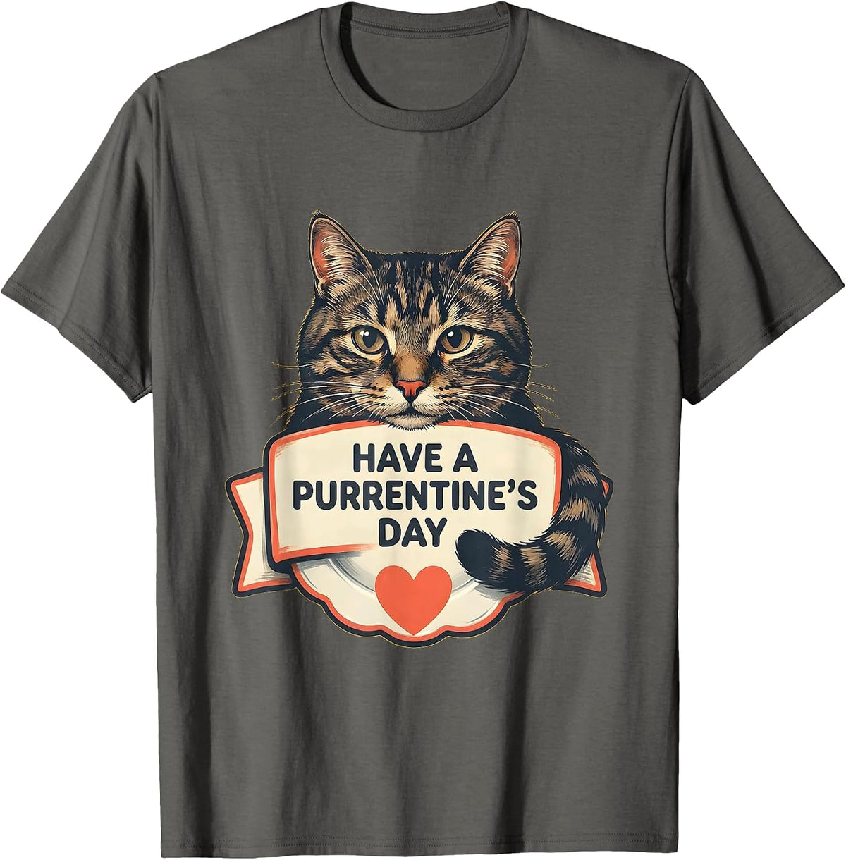 Have A Purrentine's Day Cute Cat Lover Valentine Humor T-Shirt - Asphalt Grey