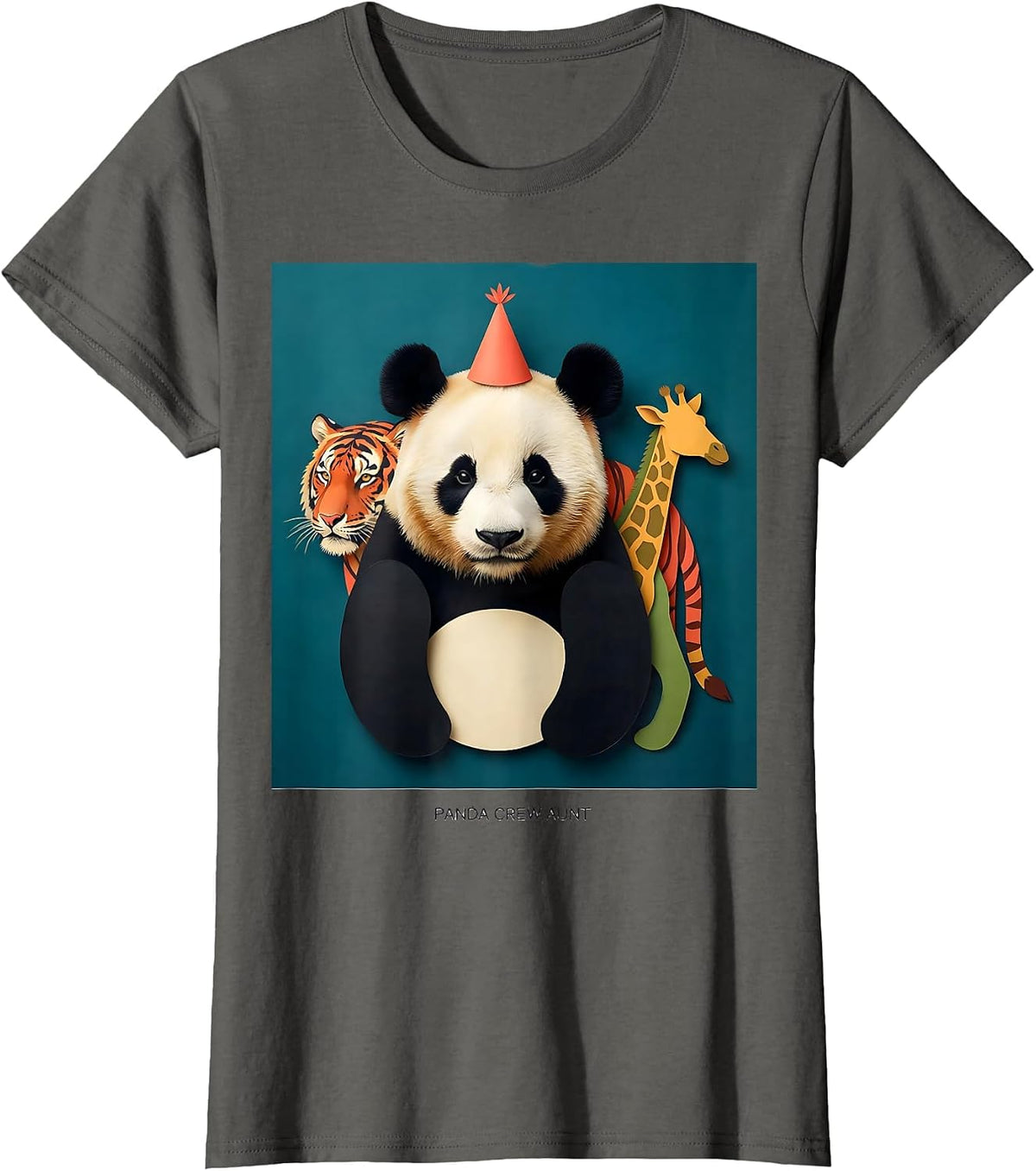 Women's Panda Crew Aunt Cute Safari Zoo Animal Party Birthday T-Shirt - Asphalt Grey