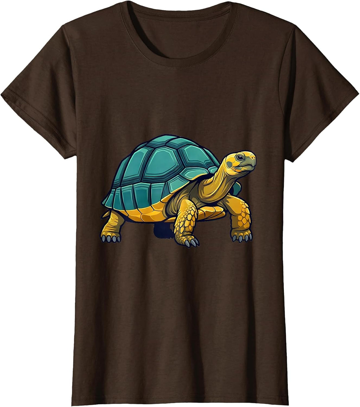 Women's Tortoise Frozen Step Flat Vector Reptile Lover Gift T-Shirt - Brown