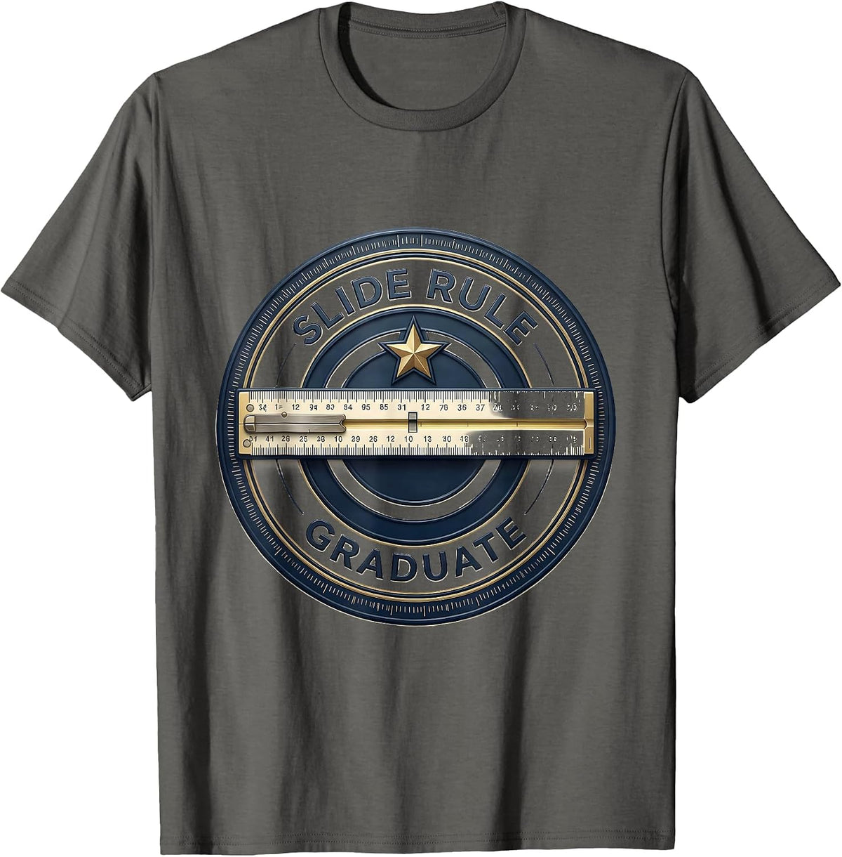 Slide Rule Graduate Classically Trained Retro Math Engineer T-Shirt - Asphalt Grey