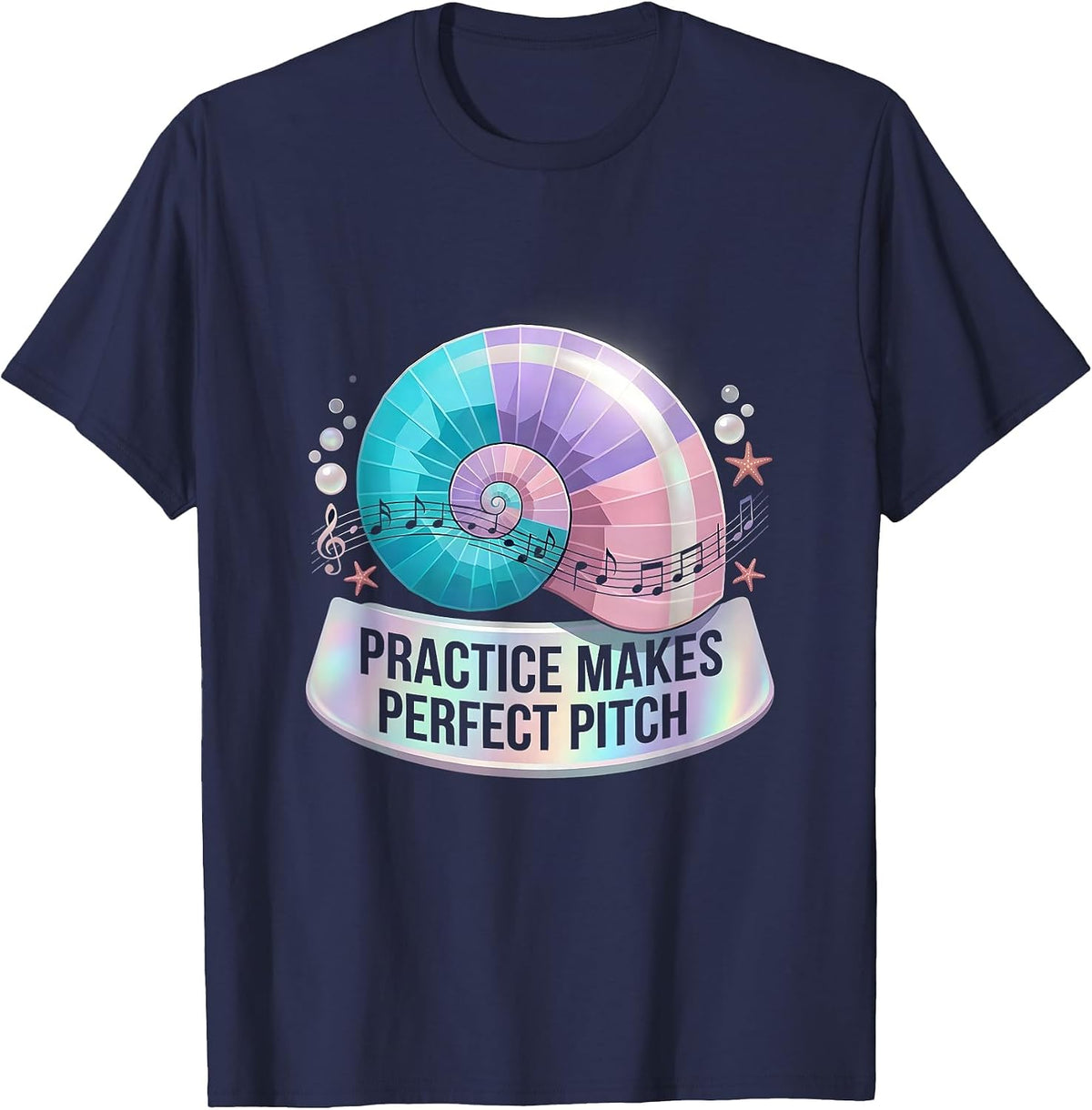 Practice Makes Perfect Pitch Music Teacher Design T-Shirt - Navy Blue