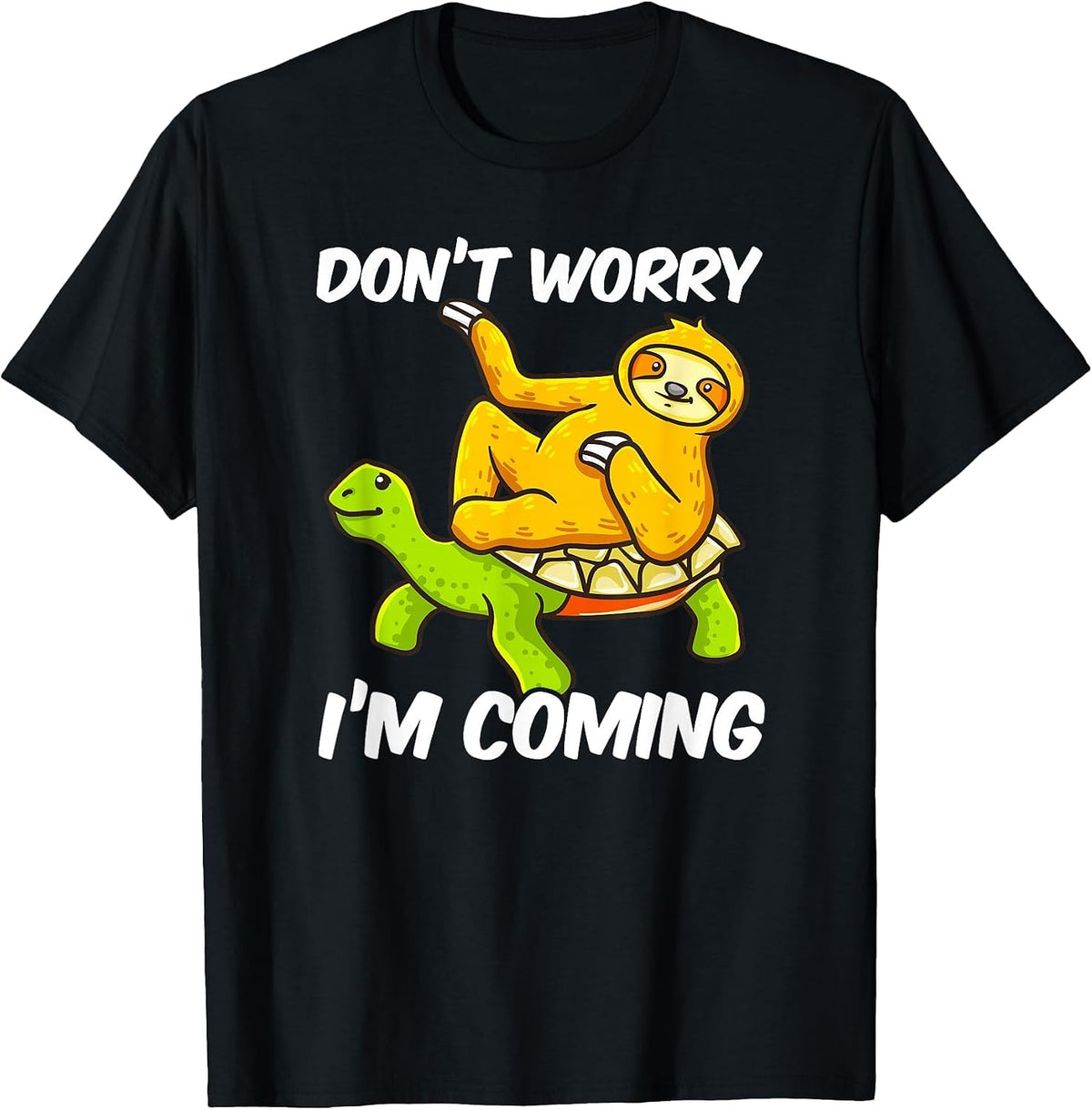 Sloth Riding Tortoise for Women Men Sloth Lovers T-Shirt - Black