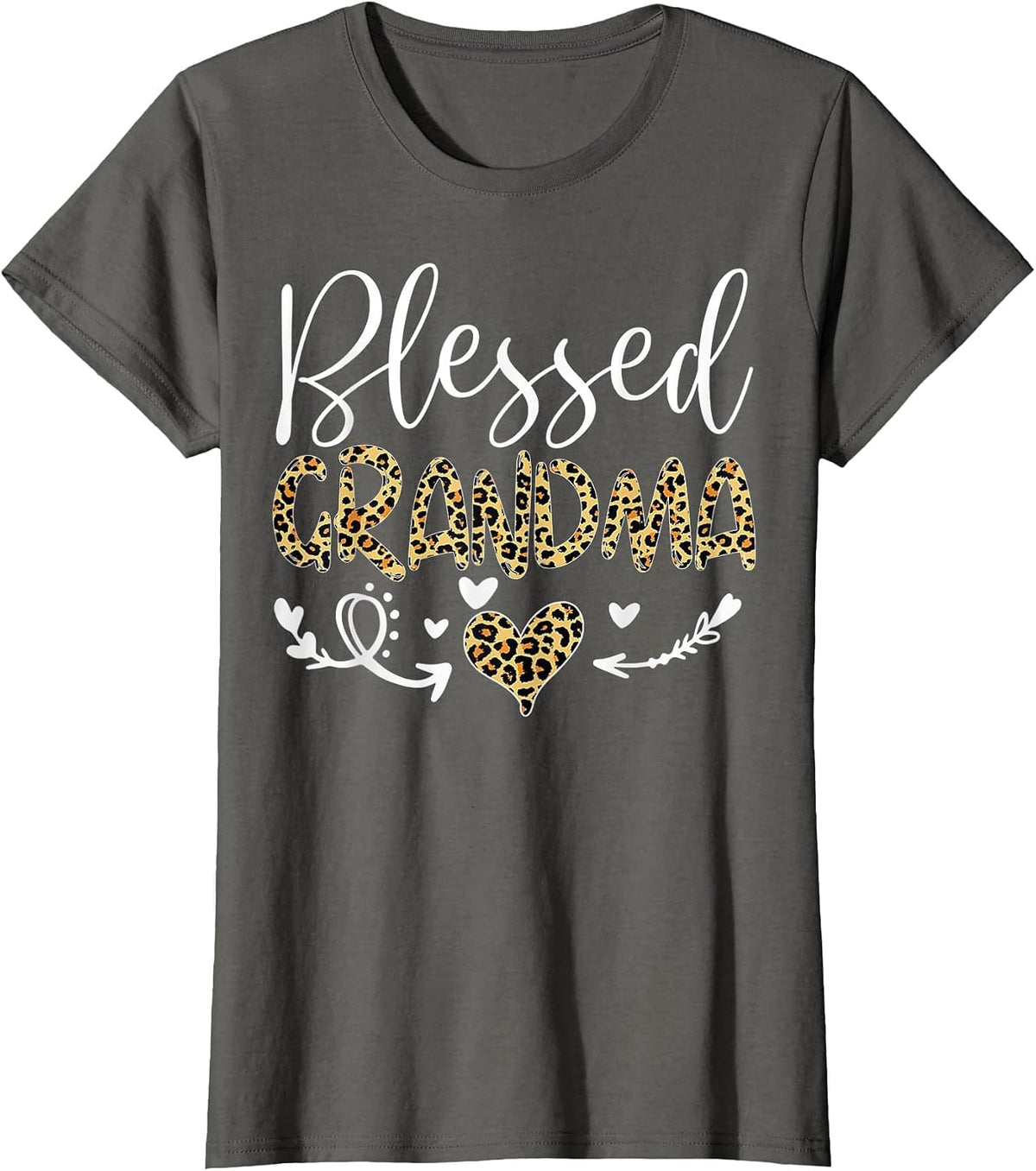 Leopard Blessed Grandma for Grandmother Granny Mimi Mother T-Shirt - Asphalt Grey