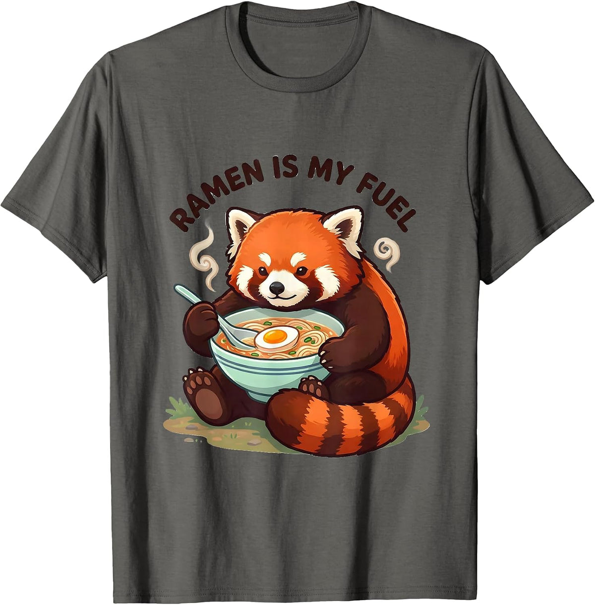 Men's Ramen Is My Fuel Cute Kawaii Panda Anime Food Lover T-Shirt - Asphalt Grey