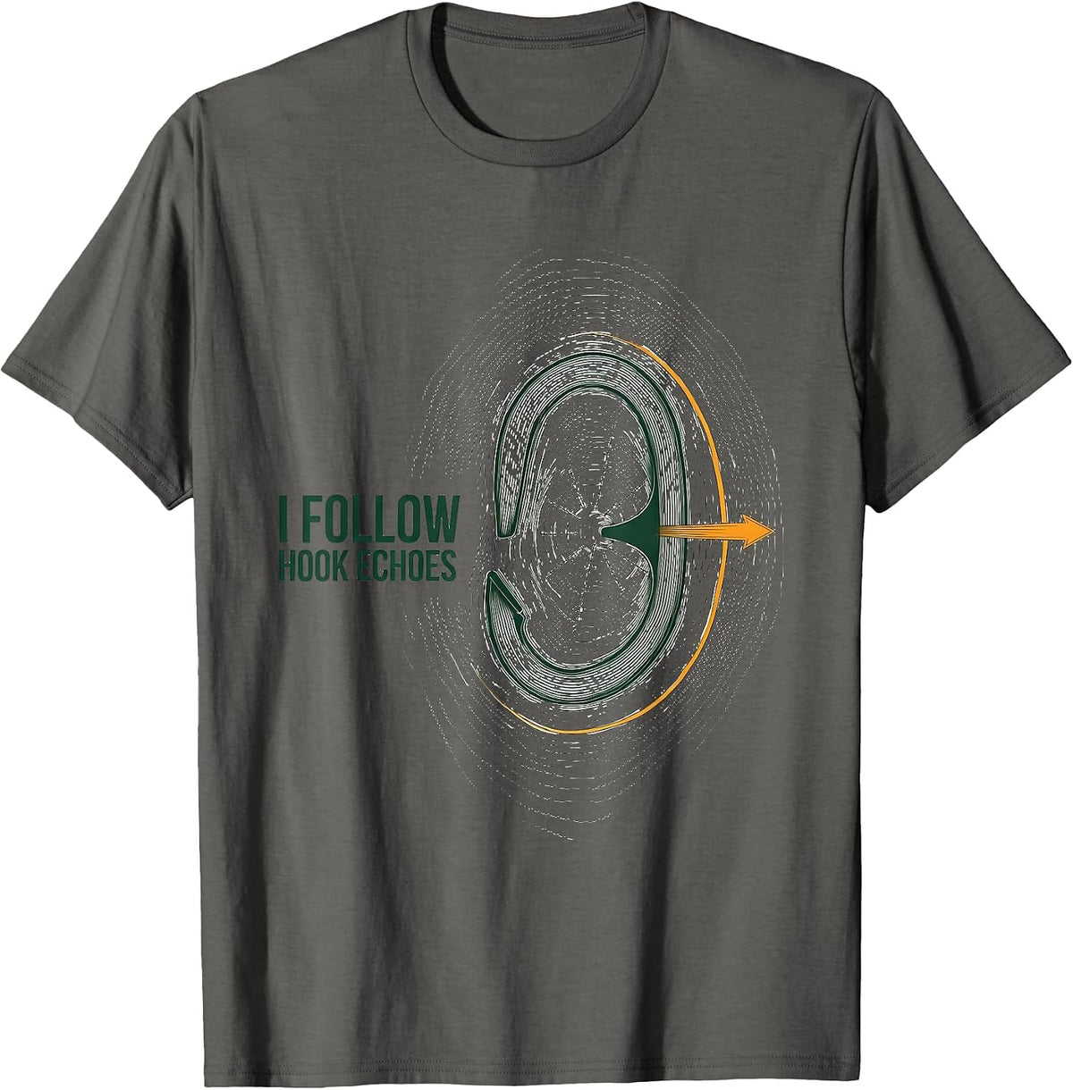 I Follow Hook Echoes Topographic Contour Storm Chaser T-Shirt - Asphalt Grey