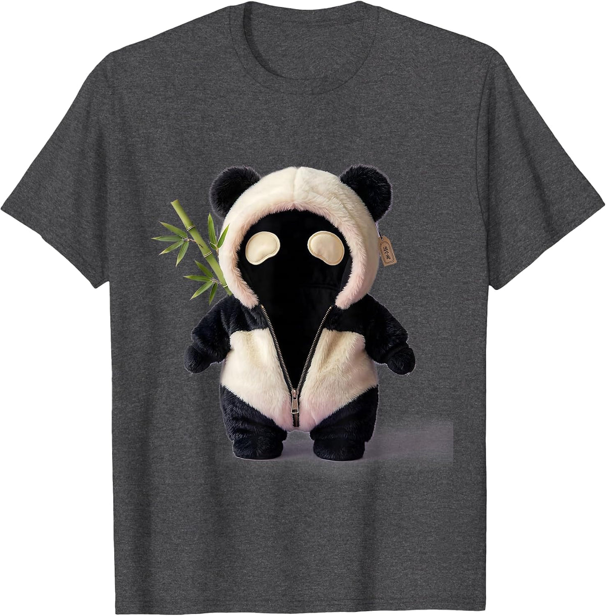 Men's Panda Onesie Hood Costume Cute Kawaii Animal Lover T-Shirt - Dark Heather Grey