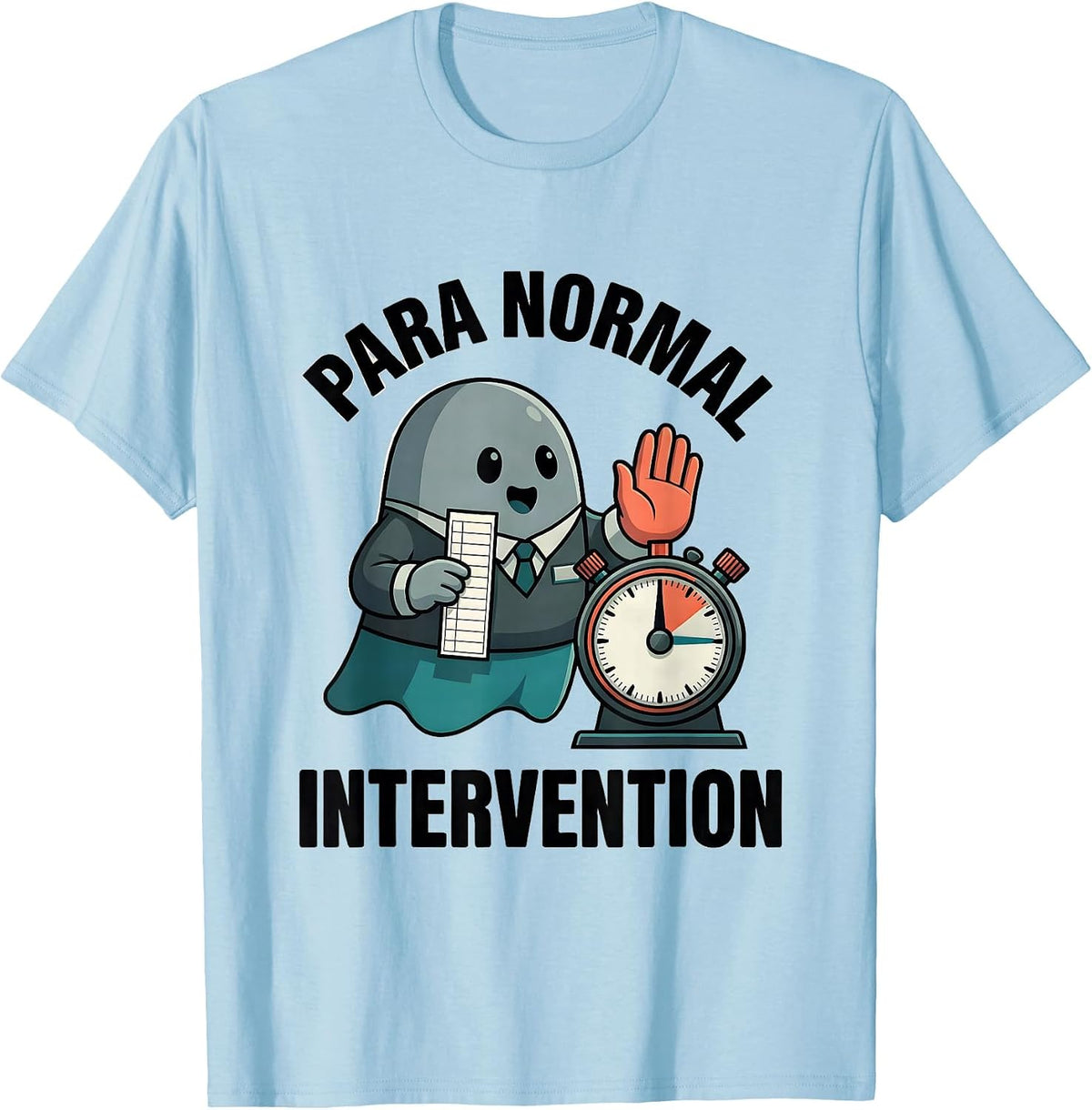 Men's Para Normal Intervention Funny Ghost Paraprofessional T-Shirt - Baby Blue