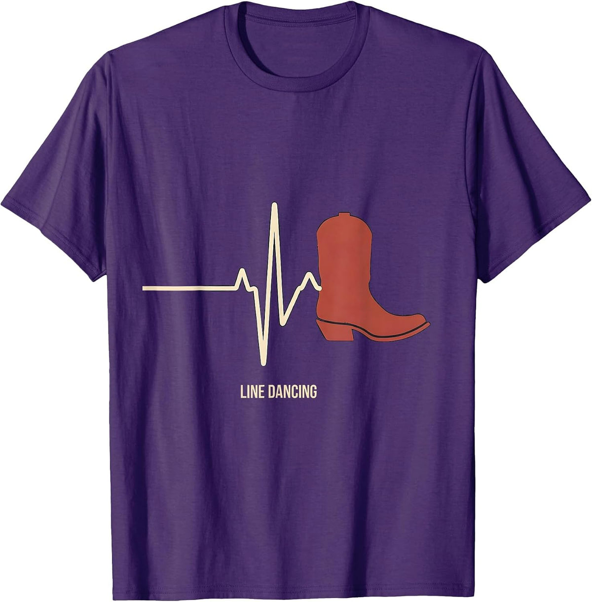 Line Dancing Heartbeat EKG Pulse Line Dancer T-Shirt - Purple