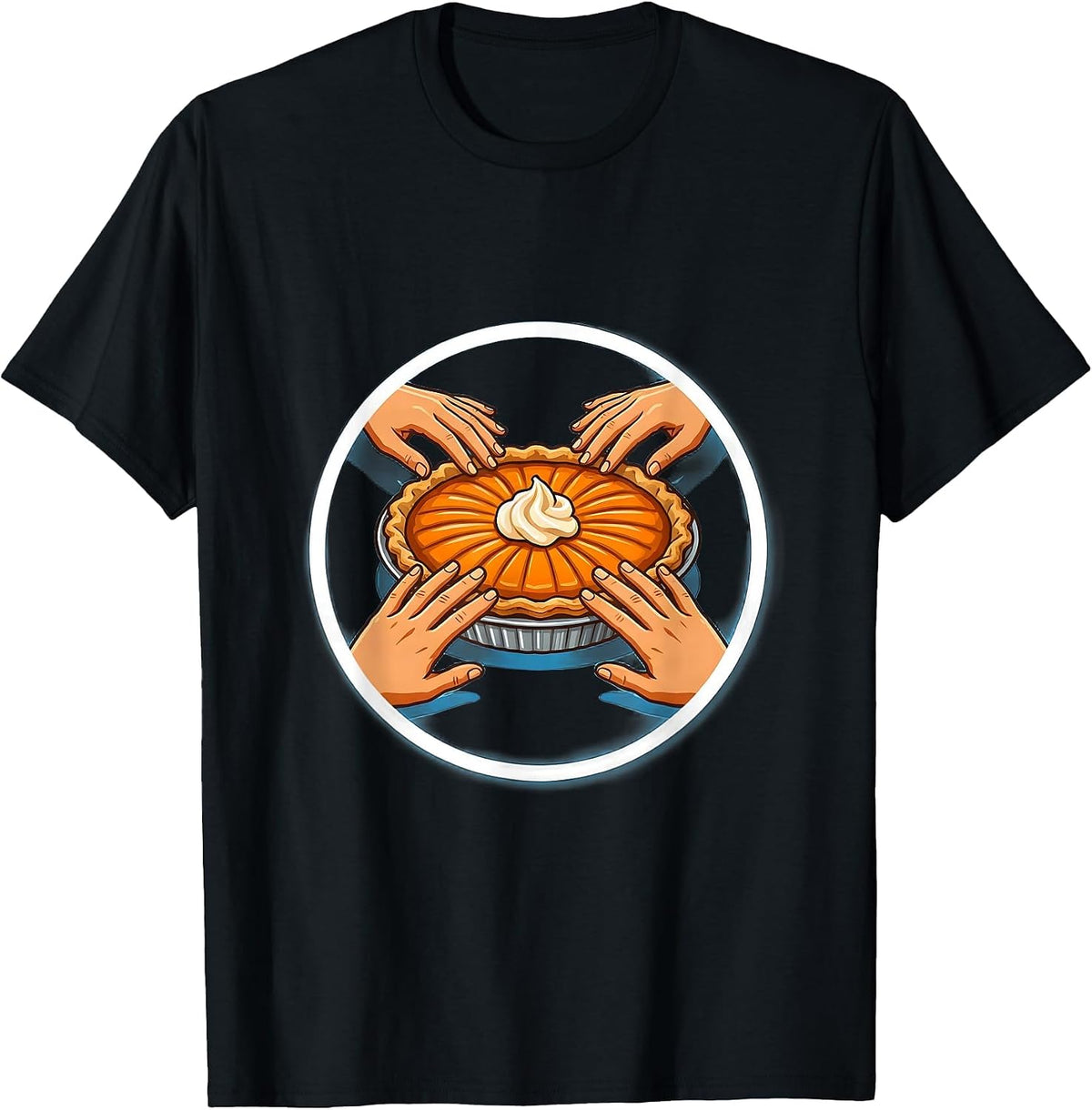 Men's Pumpkin Pie Sticker Funny Thanksgiving Pie Lover T-Shirt - Black