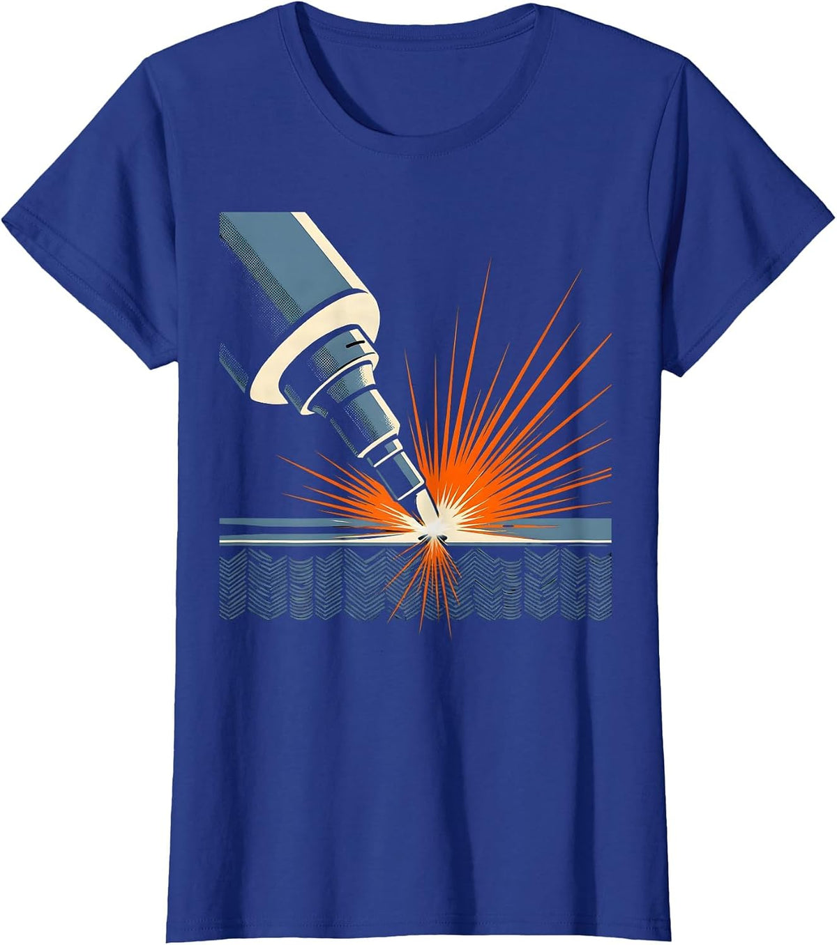 Women's Oversized MIG Welding Gun Blue Collar Humor Metal Worker T-Shirt - Royal Blue