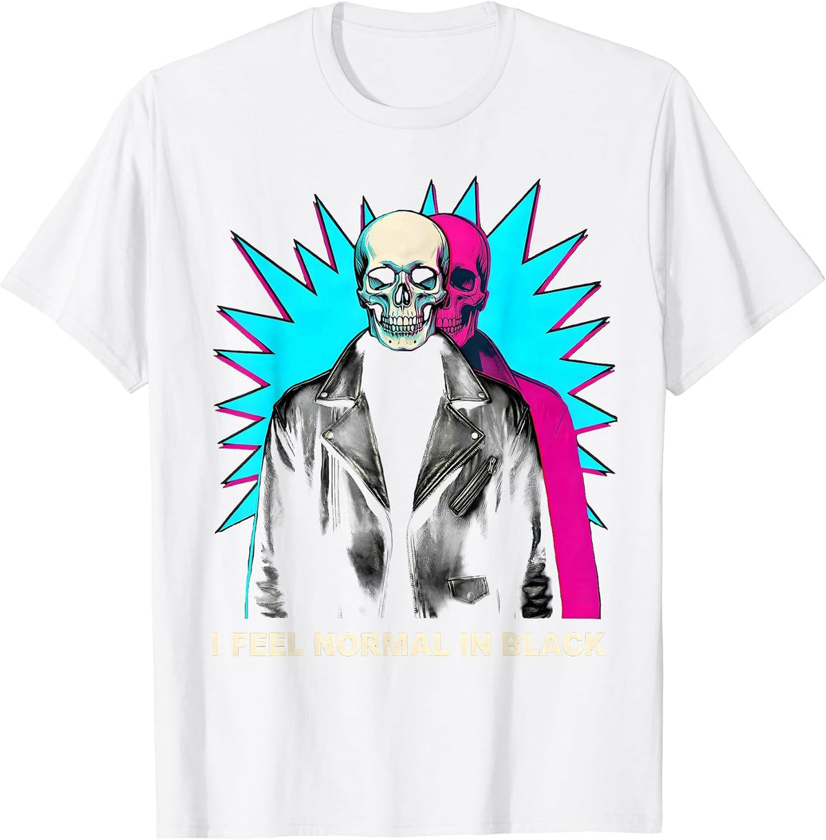 Men's I Feel Normal In Black Pop Art Goth Alt Skull Y2K Grunge T-Shirt - White