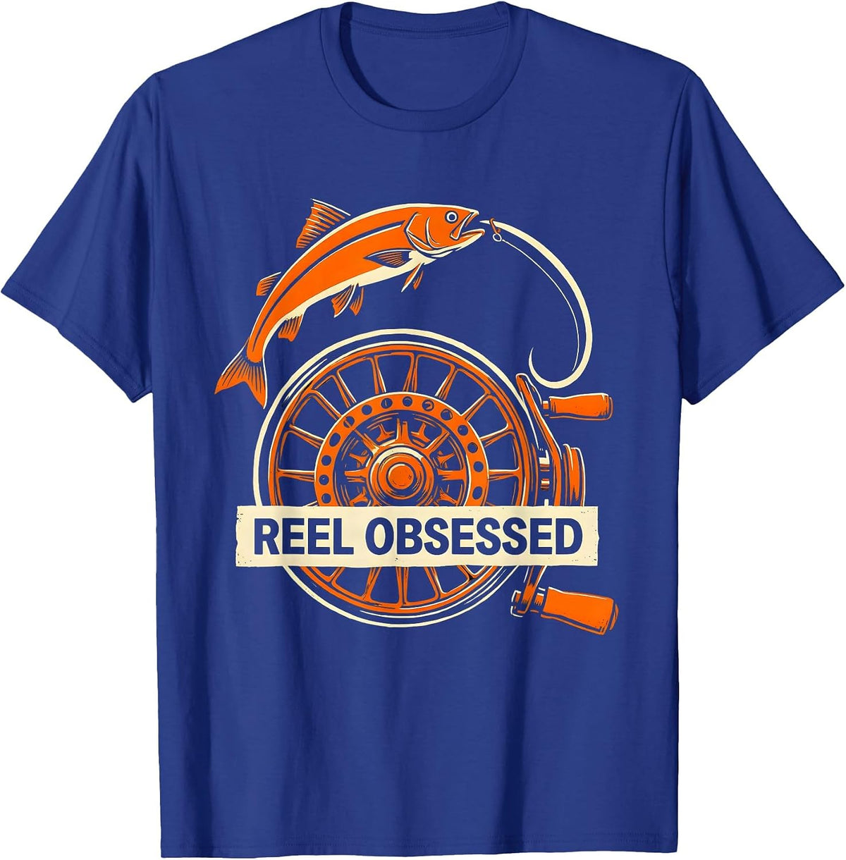 Men's Reel Obsessed Fishing Graphic Design T-Shirt - Royal Blue