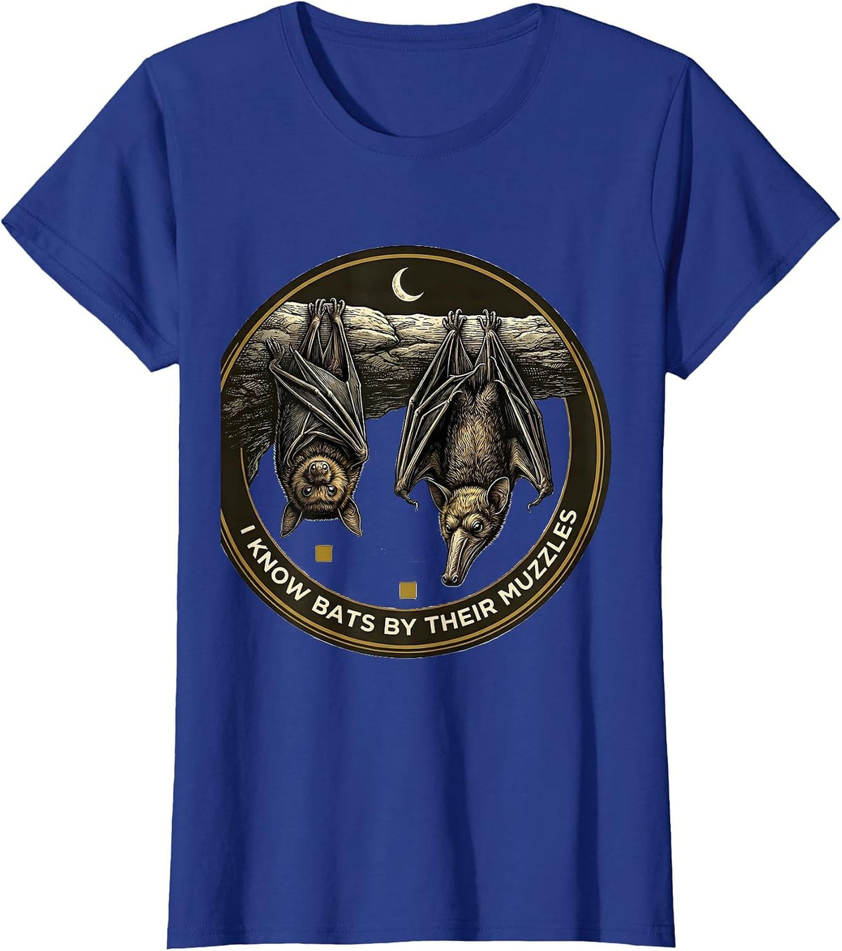 Women's I Know Bats By Their Muzzles Vintage Bat Lover Nature T-Shirt - Royal Blue