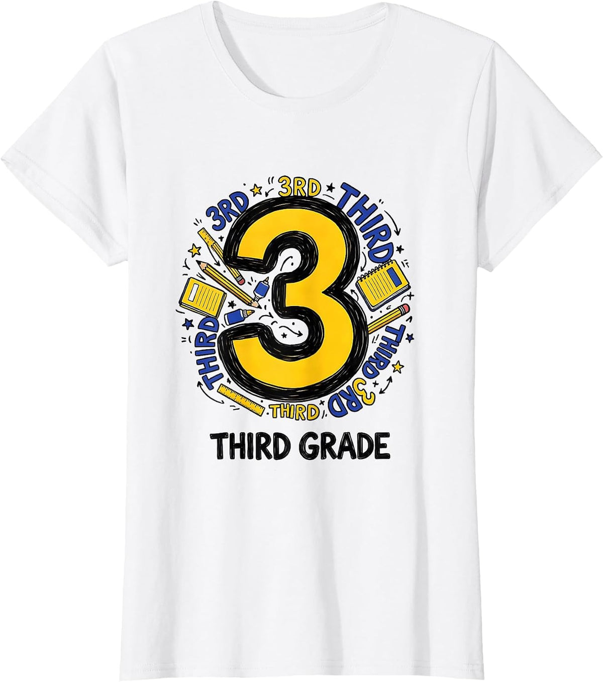 3RD GRADE THIRD GRADE Playful Teacher Back To School T-Shirt - White
