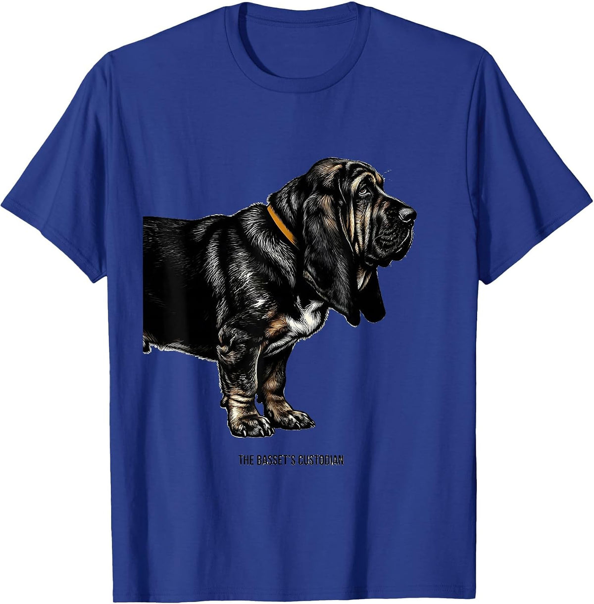 Men's The Basset's Custodian Funny Basset Hound Owner Dog Lover T-Shirt - Royal Blue