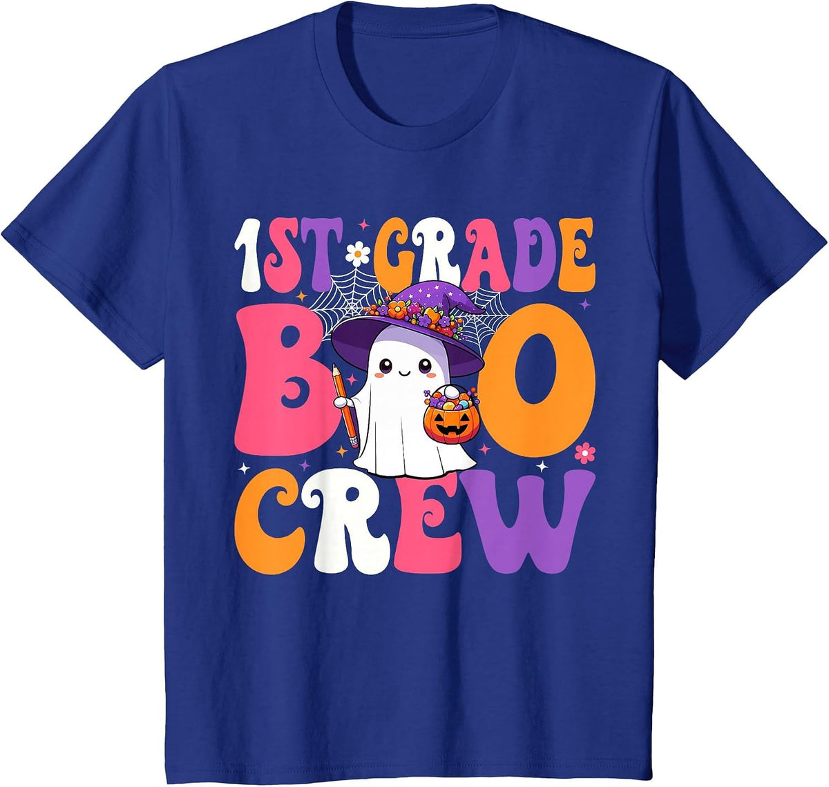 1st Grade Boo Crew Halloween First Grade Halloween Teacher T-Shirt - Royal Blue
