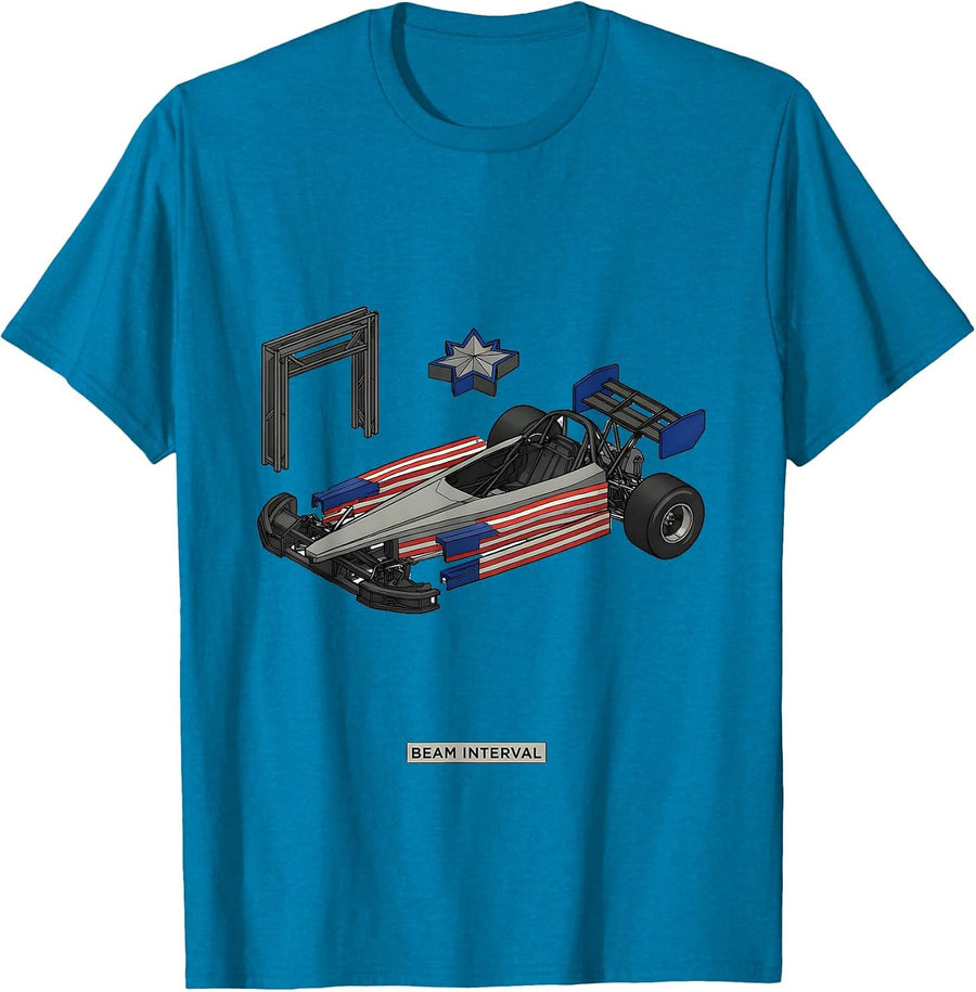 Beam Interval Exploded RC Dragster American Flag Racing T-Shirt - Sapphire Blue