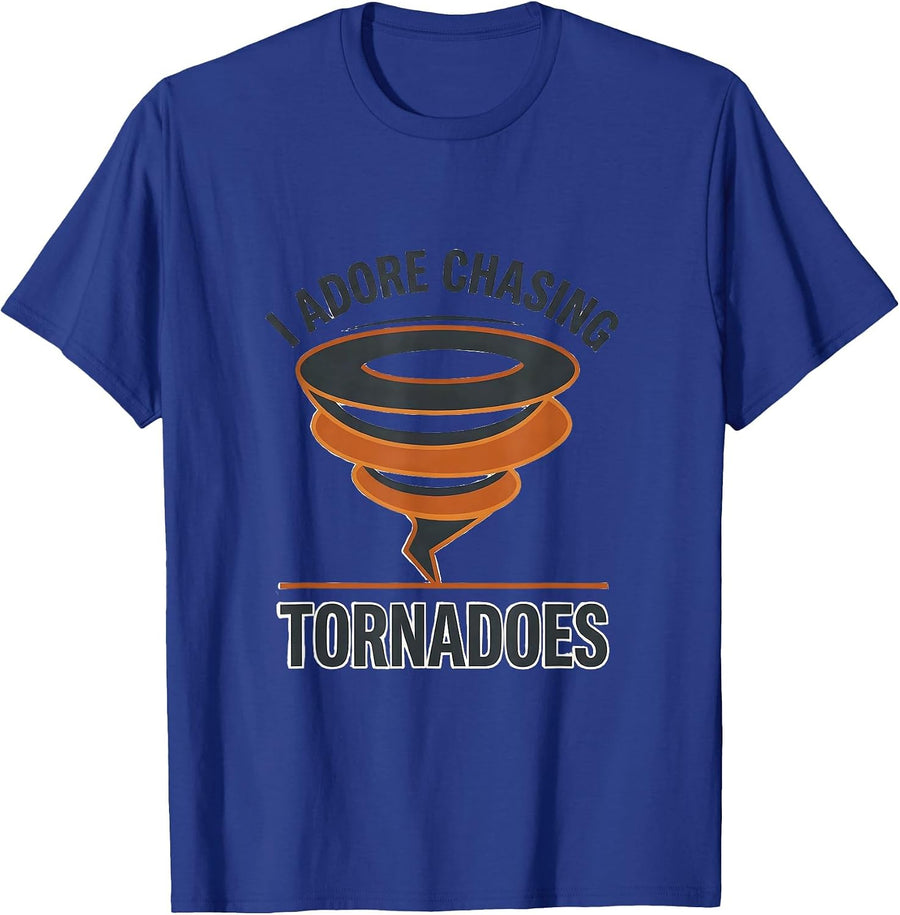 I Adore Chasing Tornadoes Minimalist Storm Chaser T-Shirt - Royal Blue