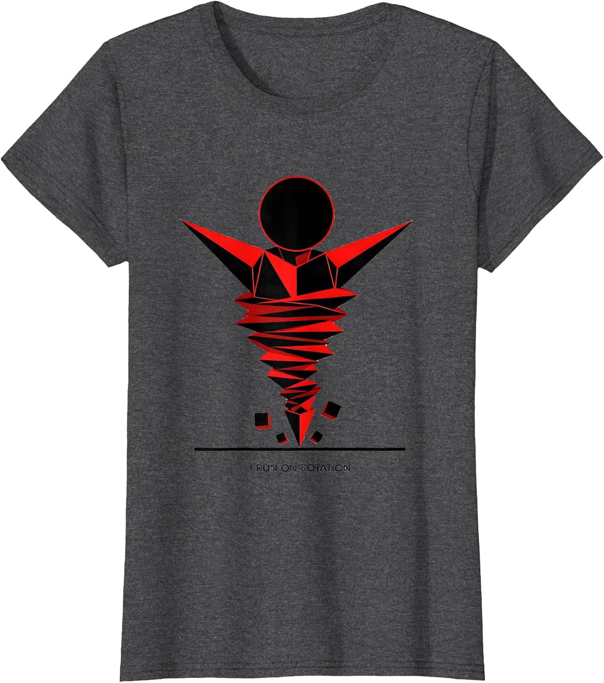 Women's I Run On Rotation Geometric Tornado Storm Chaser Meteorology T-Shirt - Dark Heather Grey