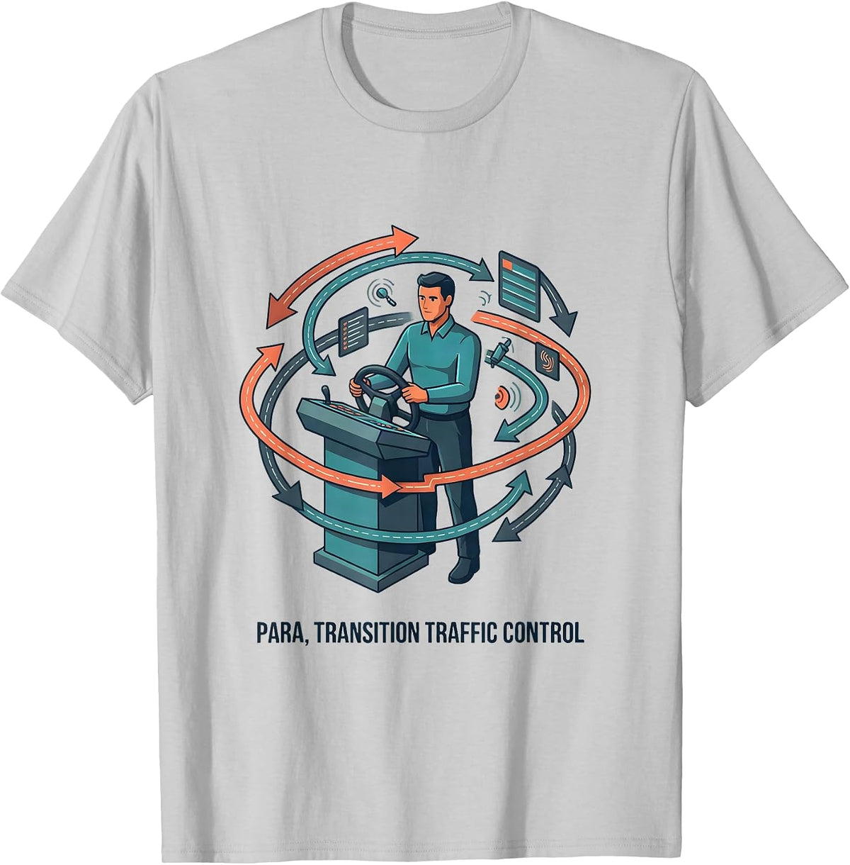 Men's Para Transition Traffic Control Funny Paraprofessional T-Shirt - Silver Grey