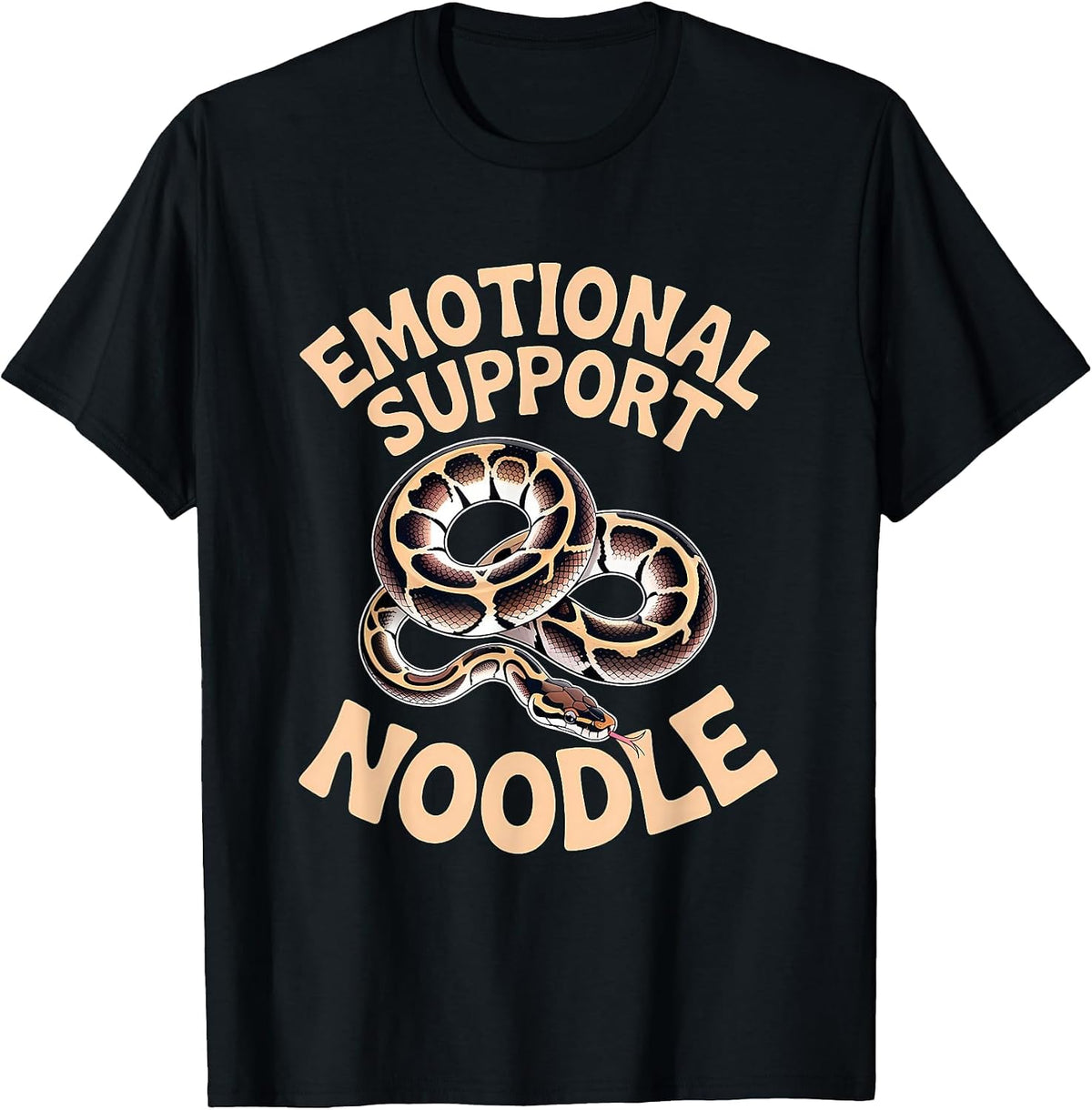 Emotional Support Noodle Ball Python Snake T-Shirt - Black
