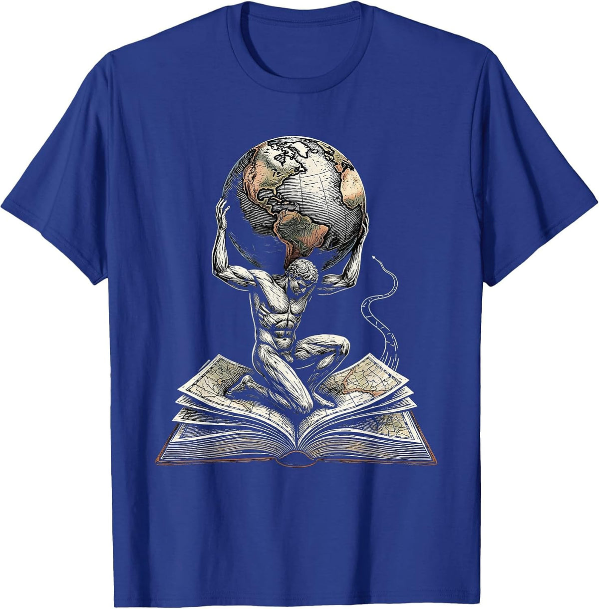 Atlas Bearing Map Book Greek Mythology Gods Humor T-Shirt - Royal Blue