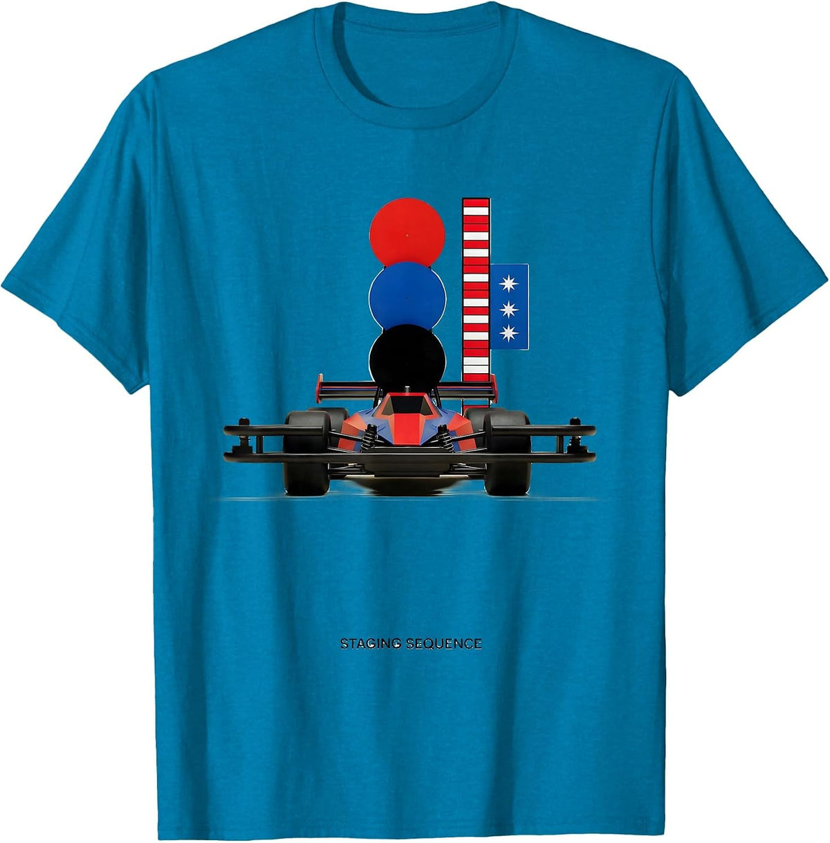 Staging Sequence Bauhaus Modernist RC Drag Racing American T-Shirt - Sapphire Blue