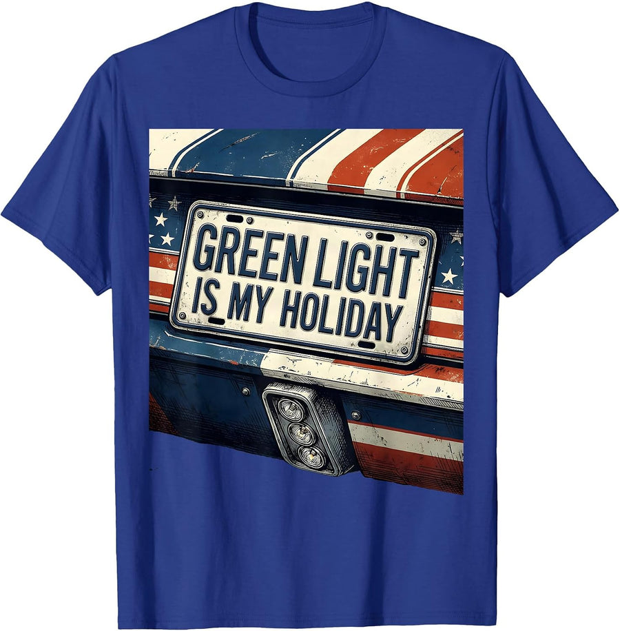 Green Light Is My Holiday Patriotic RC Car Drag Racing T-Shirt - Royal Blue