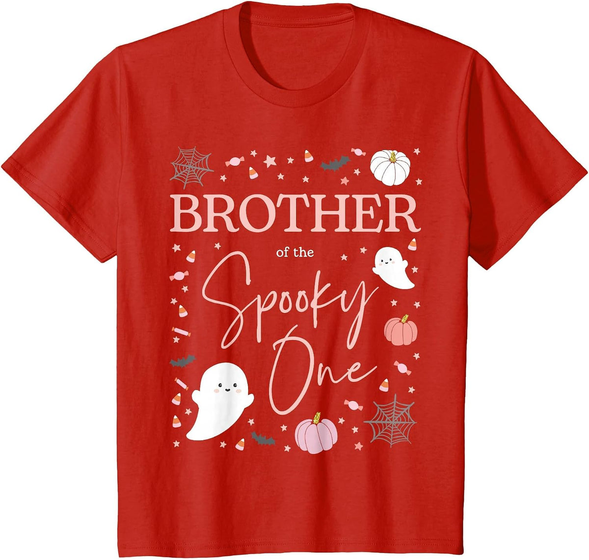 Brother of the Spooky One Girl First Birthday Pink Halloween T-Shirt - Red