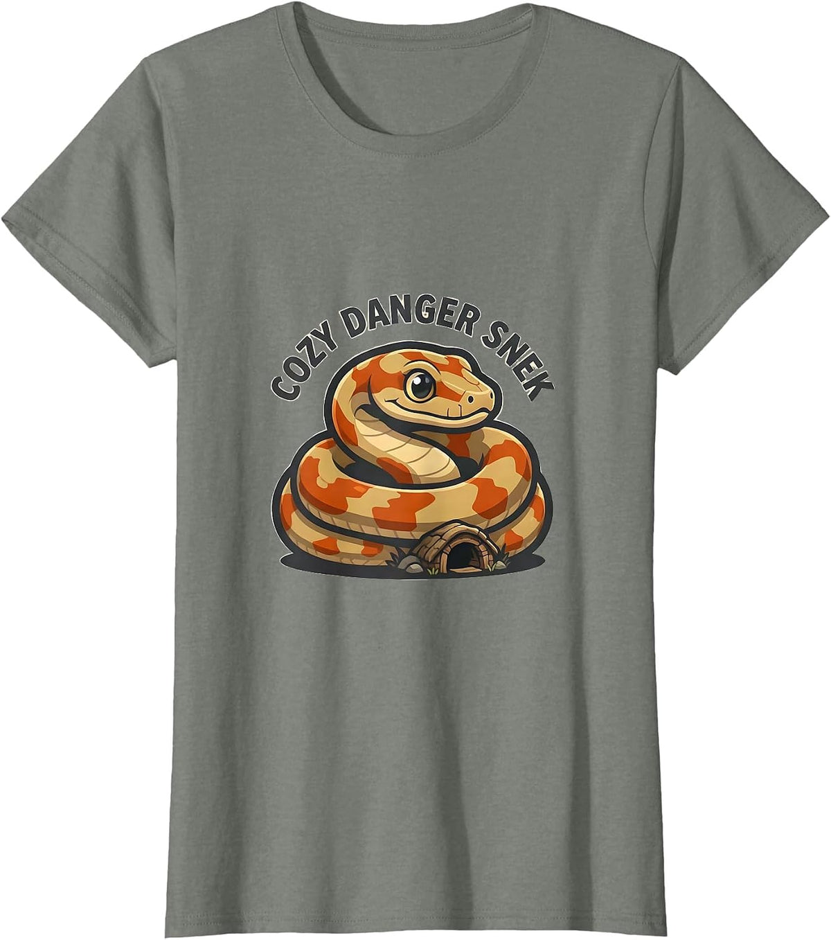 Cozy Danger Snek Funny Snake Lover Ball Python Reptile Owner T-Shirt - Olive Heather