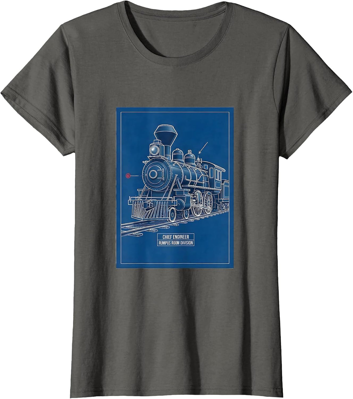 Women's Chief Engineer Rumpus Room Division Vintage Steam Train T-Shirt - Asphalt Grey
