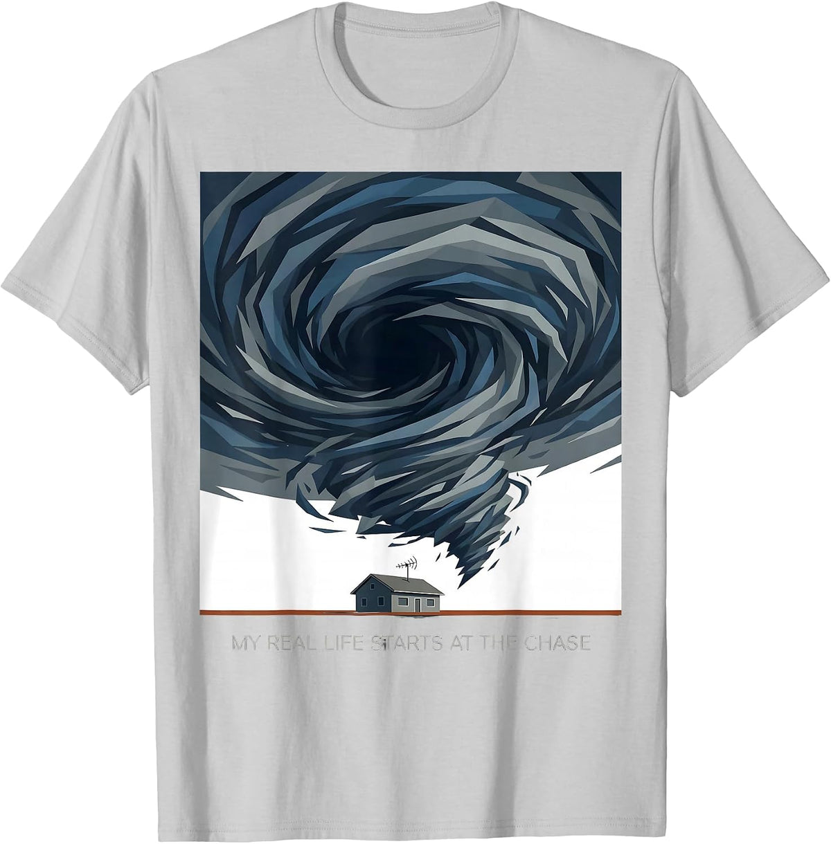 Men's My Real Life Starts At The Chase Storm Chaser Weather Humor T-Shirt - Silver Grey