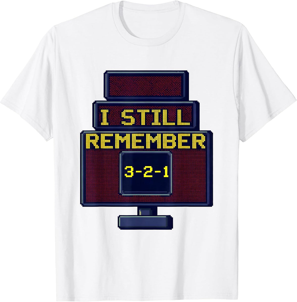 Men's I Still Remember 3-2-1 Pixel Art 80s Nostalgia Gift T-Shirt - White