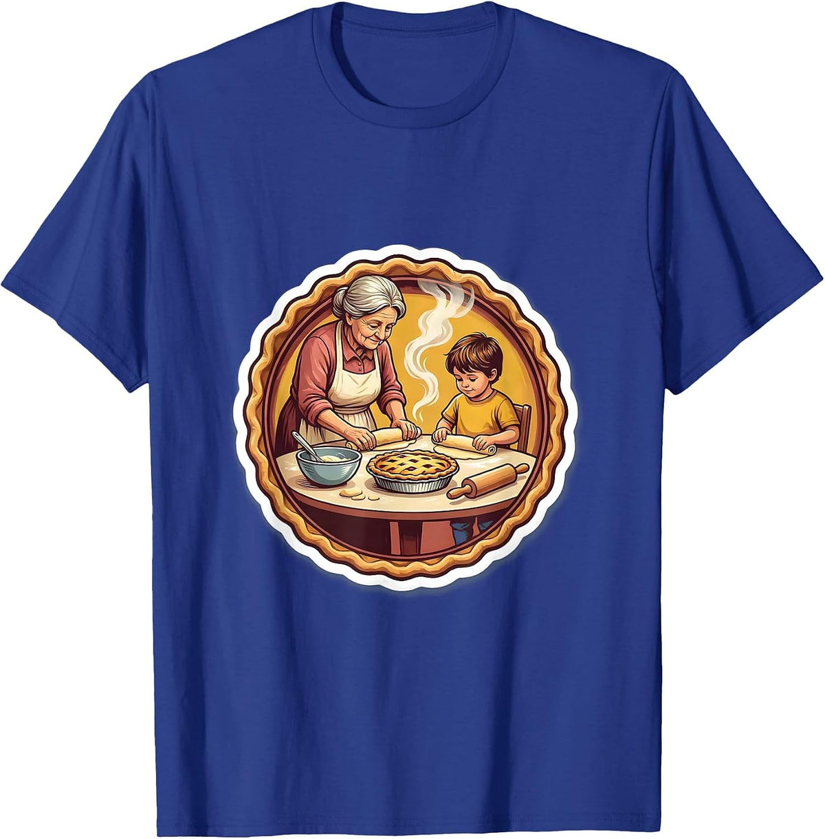 Men's Mimi and Grandchild Baking Together Design T-Shirt - Royal Blue