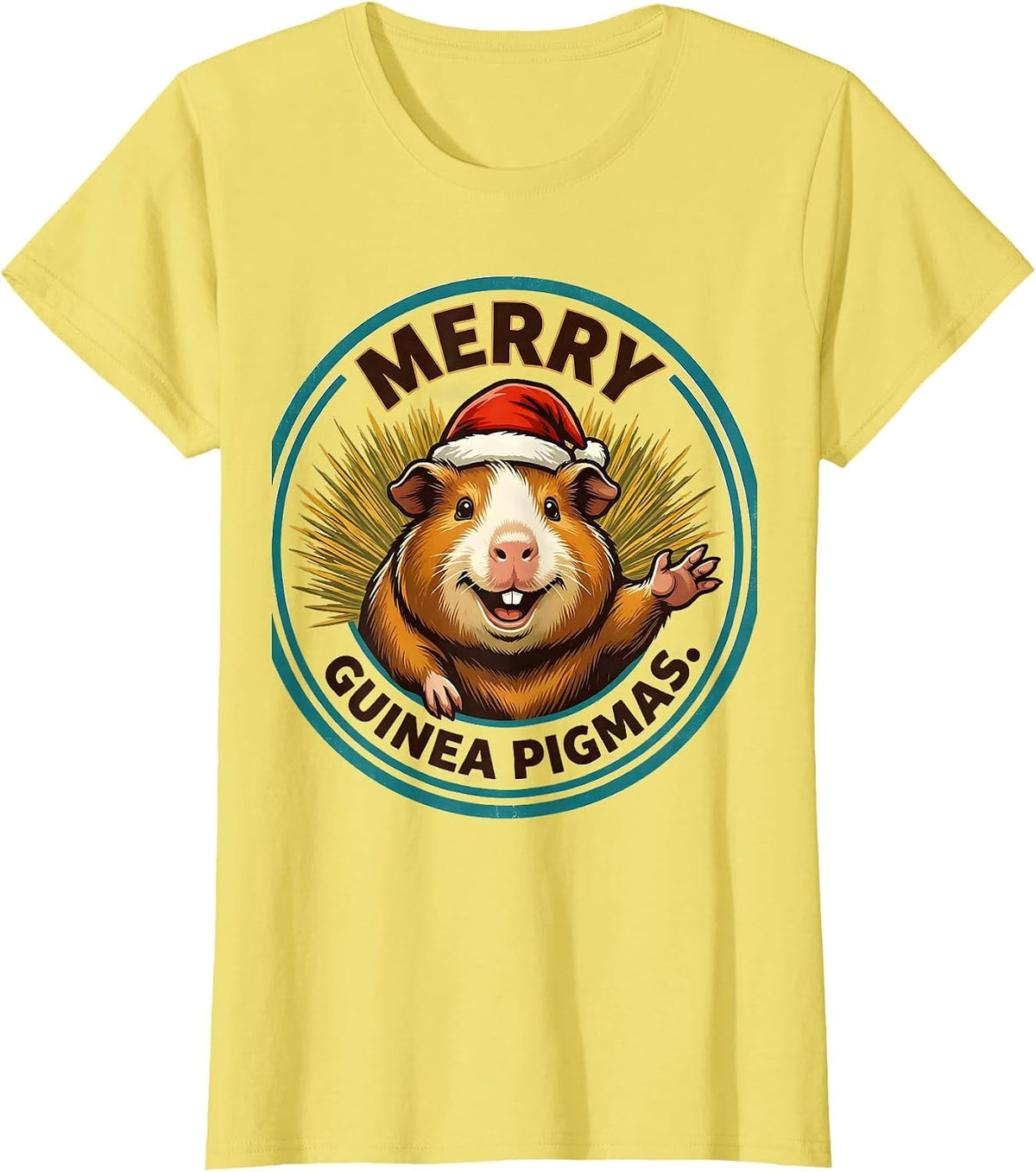 Merry Guinea Pigmas Retro Advertising Mascot Pet Lover T-Shirt - Lemon Yellow